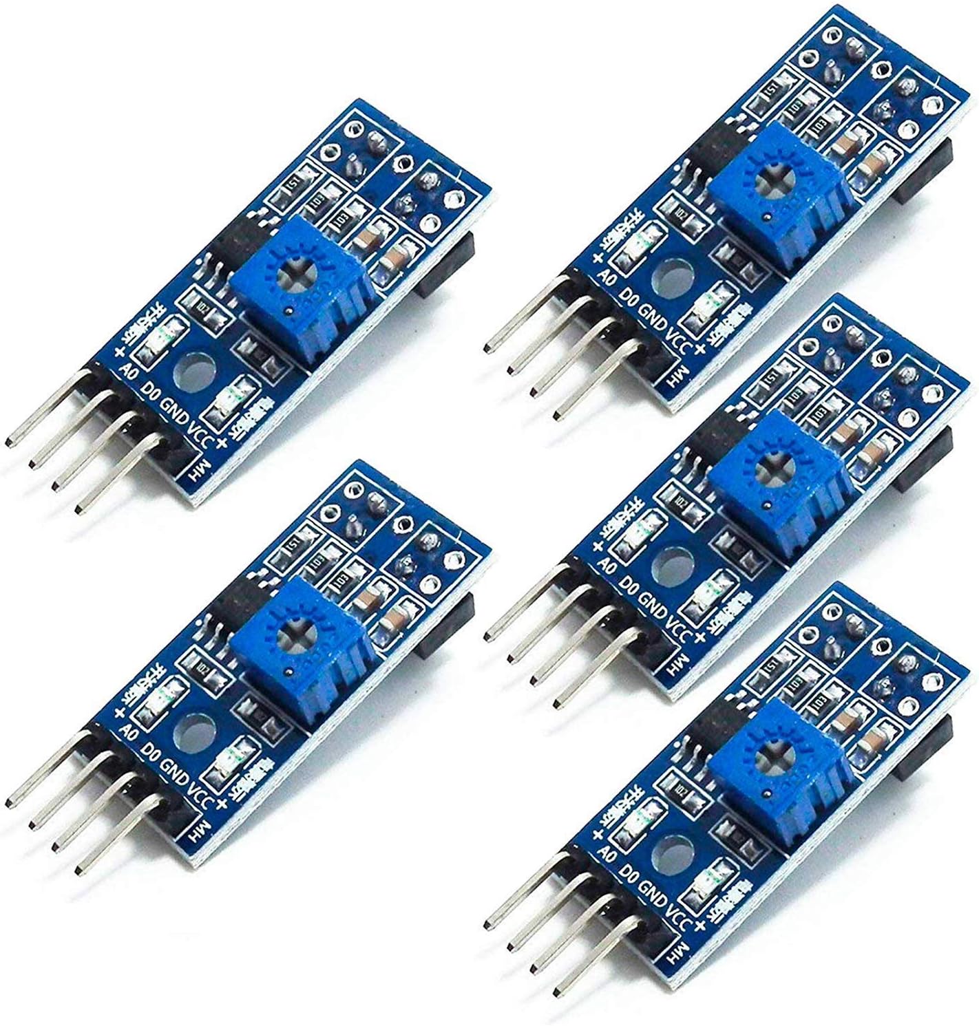 AZDelivery 5 x TCRT5000 IR Infrared Line Follower Obstacle Avoidance Module compatible with Arduino Including E-Book!