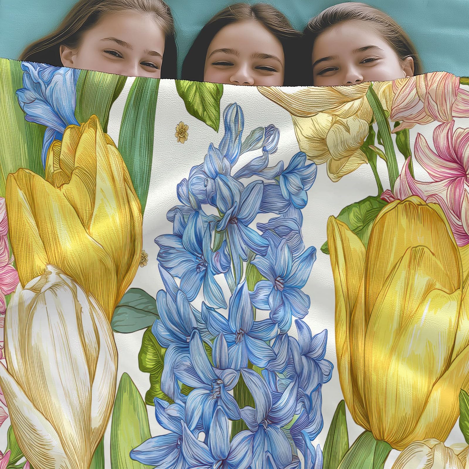 Genérico Amarillo Manta de Franela Polar, 220 x 240 cm Manta Cálida de Invierno, Suave, Esponjosa y Cálida con Estampado Retro Flores Hojas Vitalidad - Manta para Cama Colcha y Sofá