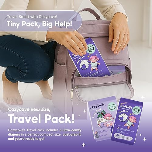 Miniatura 9 de Cozycove Paquete de viaje tamaño 4 pañales, pañales de cinta delgada Snooze On Overnight, tamaño 4 (22-33 libras), 5 unidades