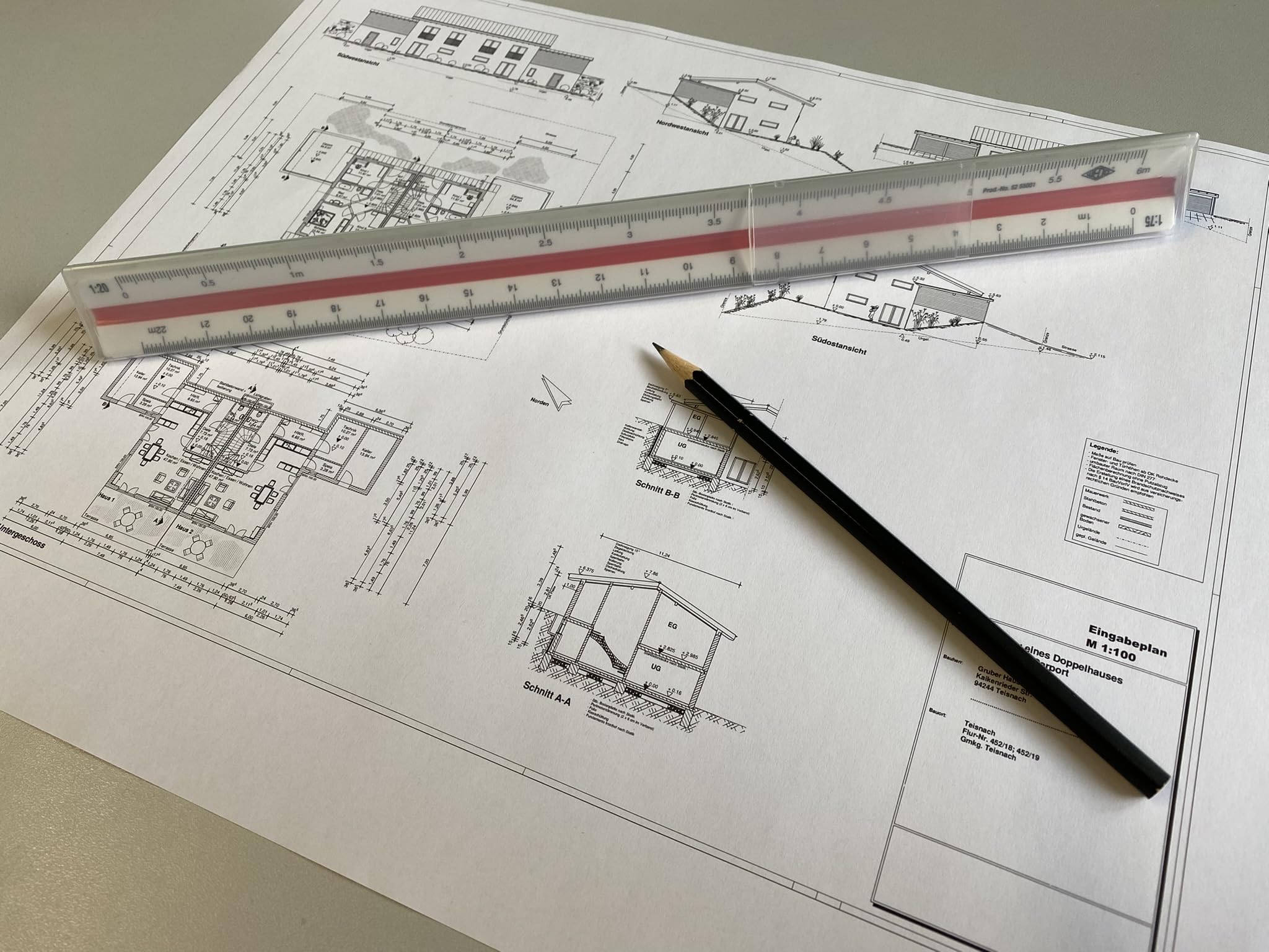 Wedo 05255001 - Arquitecto 1, regla prismática, 30 cm, color blanco