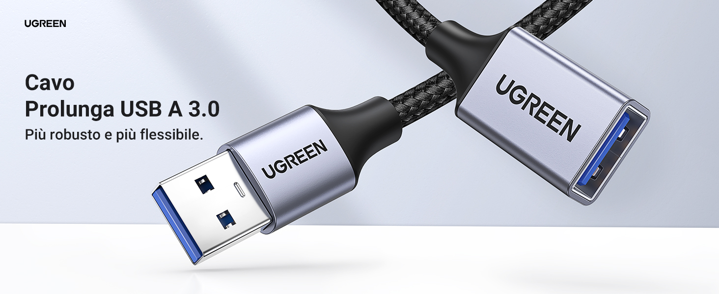 sweguard Cavo Prolunga USB 3.0 [3M] Cavo Prolunga Maschio A Femmina A 5Gbps Nylon per Computer, Disco Rigido Esterno, Stampante, Mouse, Tastiera,Chiavetta/Hub USB, Fotocamera-grigio