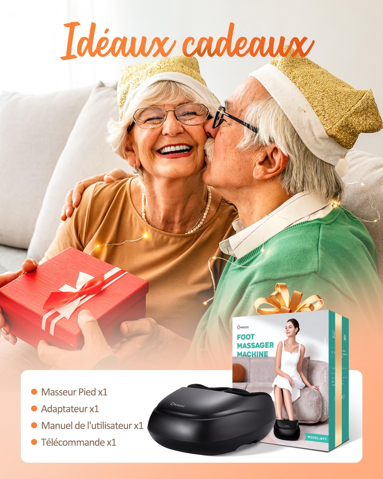 Shiatsu Masseur de Pieds avec Chaleur, Pétrissage, Roulement et Compression d'air, 2026 Appareil Massage Pied électrique pour la Fasciite Plantaire, 3 Modes de Chaleur & 3 Modes Massage, Cadeaux, Noir