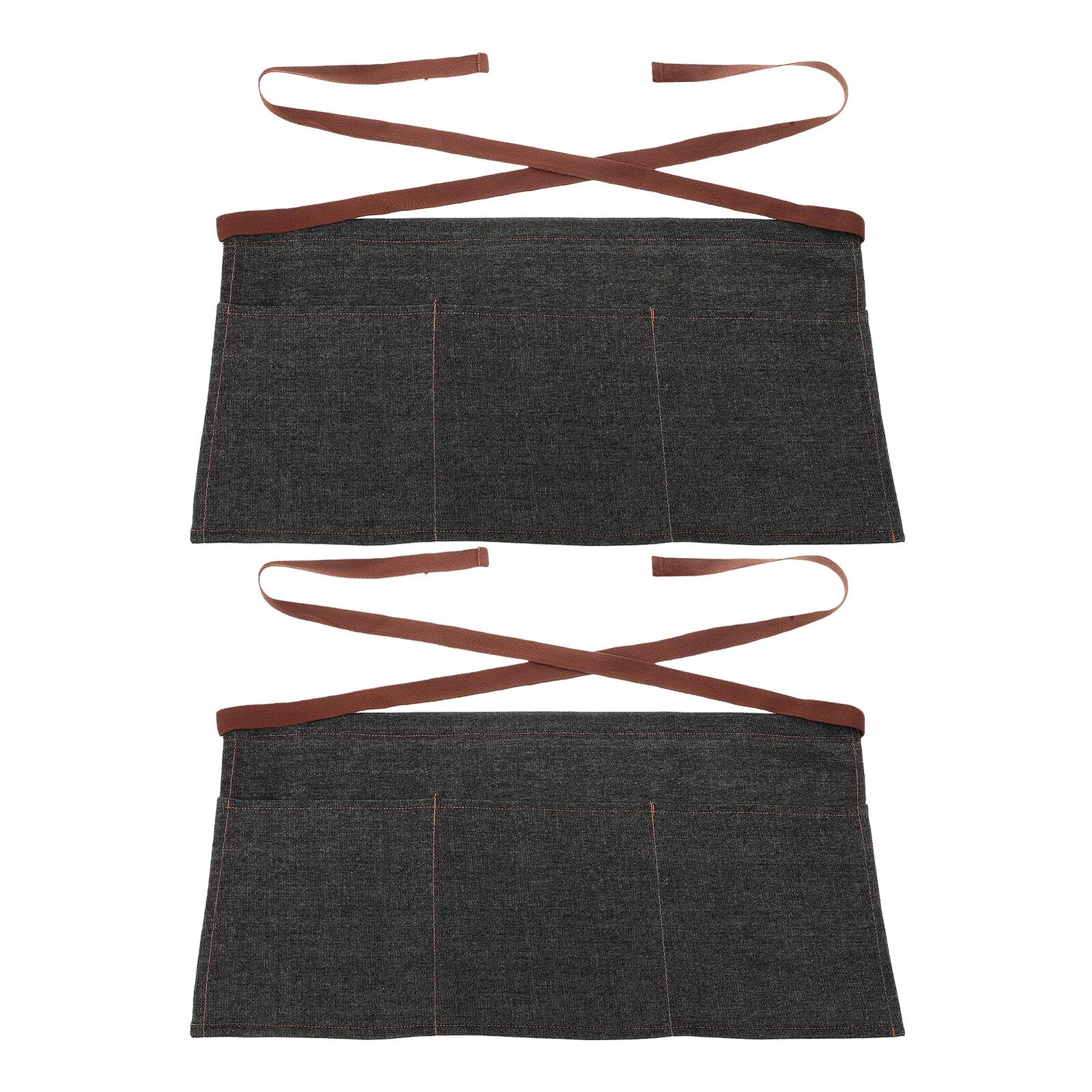 Cabilock 2pezzi Grembiule da Cameriere in Denim Corto con Cinghia Posteriore Regolabile Resistente Schizzi e Macchie per Ristoranti Bar e Cucine