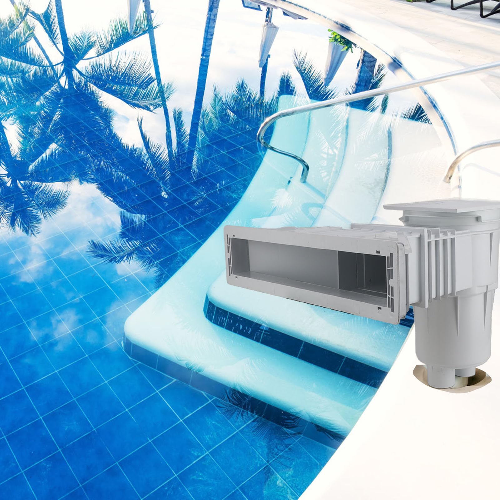 XCHYEAM Kit de Skimmer traversant Le Mur pour Piscine Hors Sol, Skimmer de Piscine en PVC à Large Ouverture pour Le Nettoyage de, Accessoire de Skimming traversant Le Mur de 50 cm