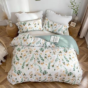 Mildly Bed Linen 155 x 220 cm Cotton Floral Pattern Oeko-Tex Kaelyn 100% cotton linen look with wash practical zip 1 x duvet cover 155 x 200 cm and 1 x pillowcase 80 x 80 cm