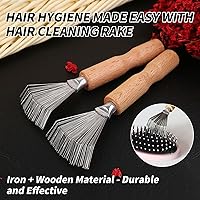 Vista 6 de Paquete de 2 cepillos limpiadores de pelo, cepillo de limpieza para cepillo de pelo, solución fácil de limpiar con rastrillo de metal, mango