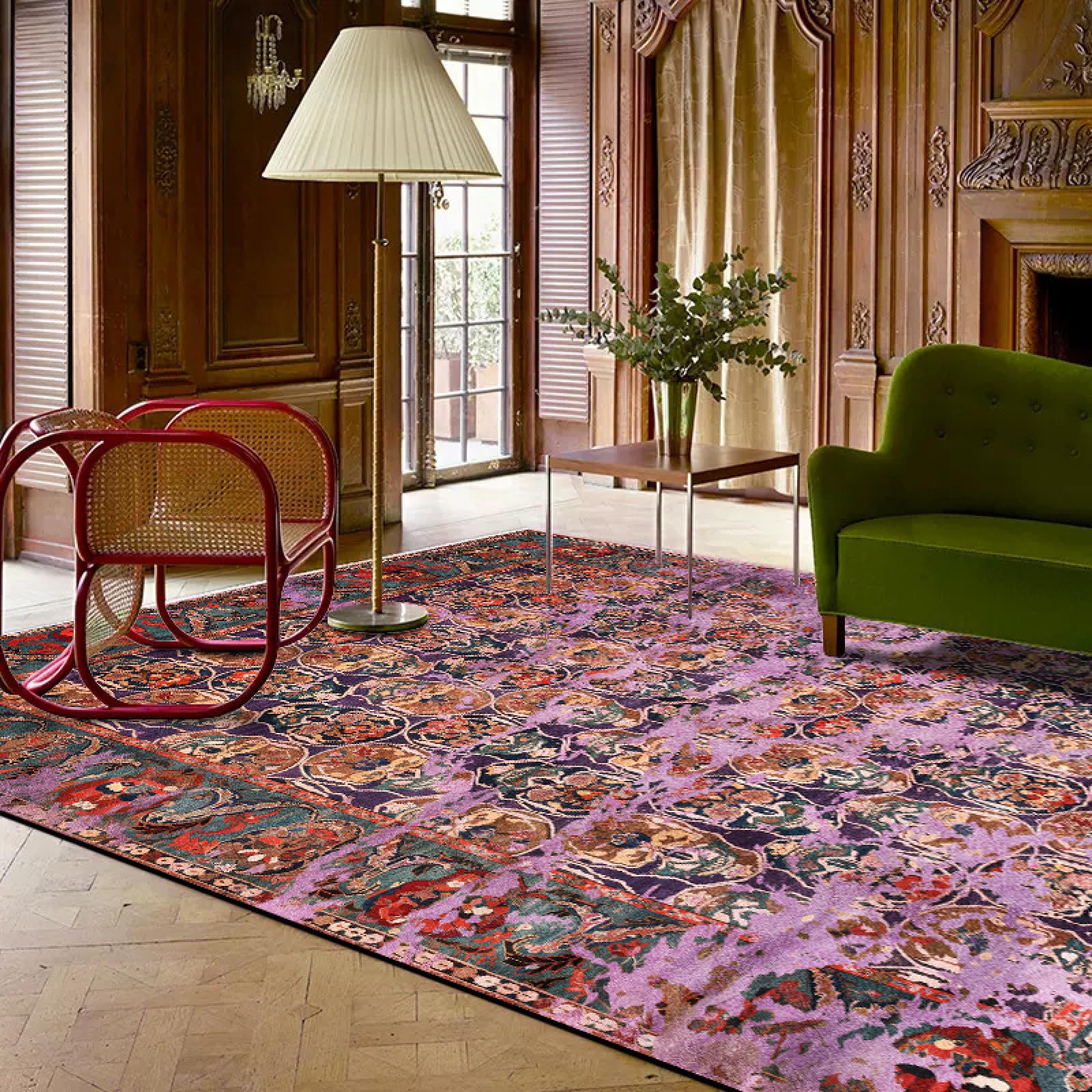 Tapis poil ras antidérapant et doux pour salle à manger rouge 160x230