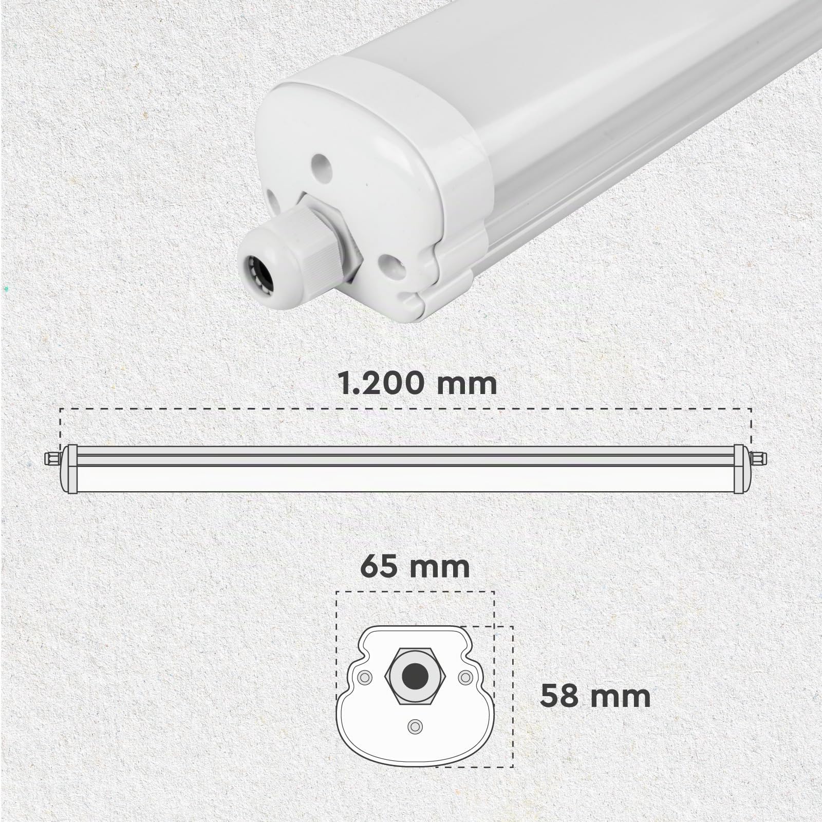 4 Plafoniere LED Impermeabili 36W 120CM 4320 Lumen Waterproof IP65 - Luce Naturale 4000K - Tubo Plafoniera Lineare da Soffitto per Box Garage Magazzino e Ufficio con Alta Luminosità 120 lm/W