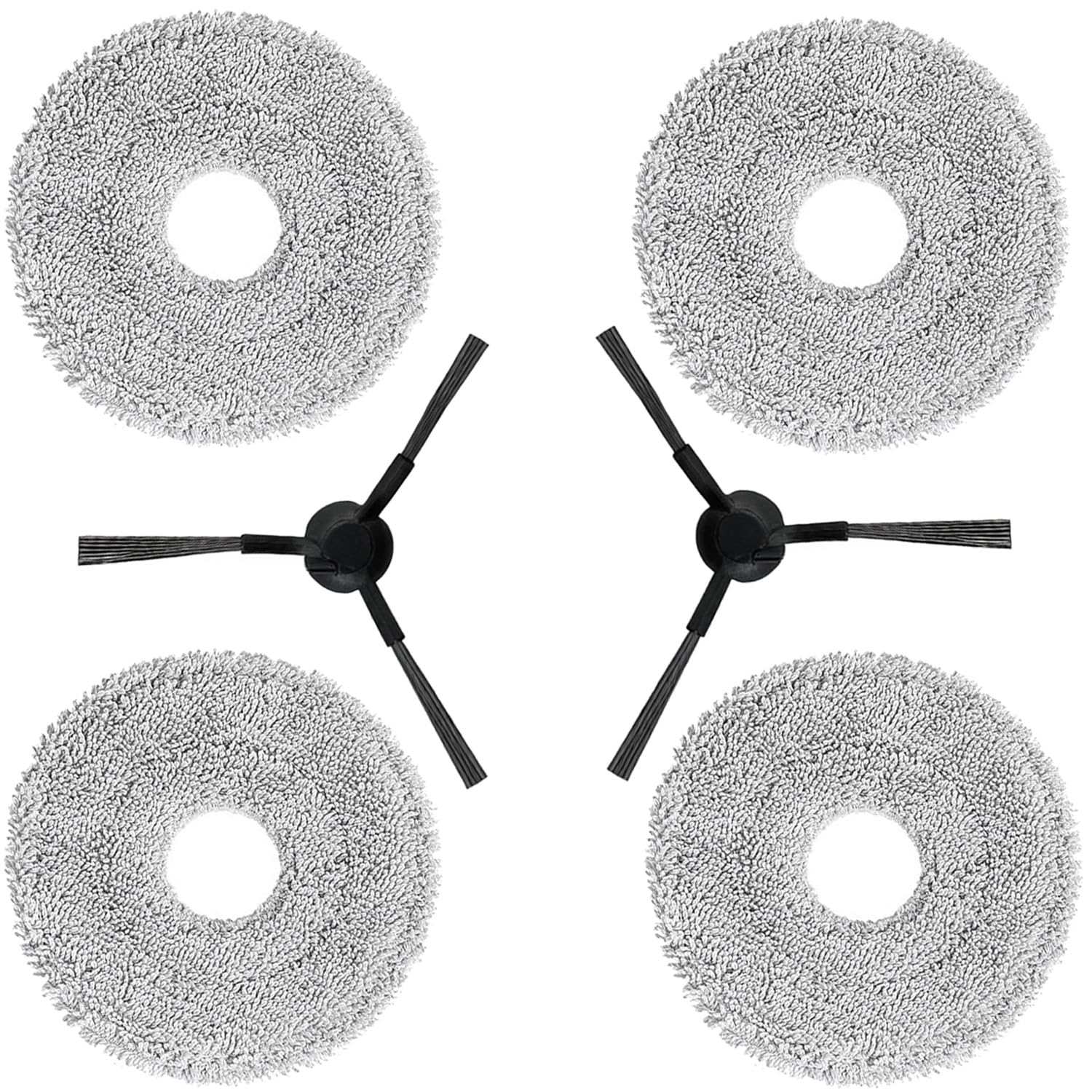 Replacement Mop Pads Compatible with Dreame L10s L20 Ultra L10 Ultra L10 Prime Xiaomi X10 Plus S10 Plus X40 Ultra Robot Vacuum Reusable Microfibre Cleaning Cloth 4 Pads 2 Side Brushes-image-4