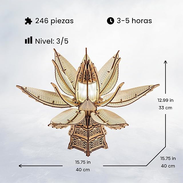 Foto 3 de 8 de Wood Trick Fiery Bloom Puzzle 3D de Madera para Adultos para Construir