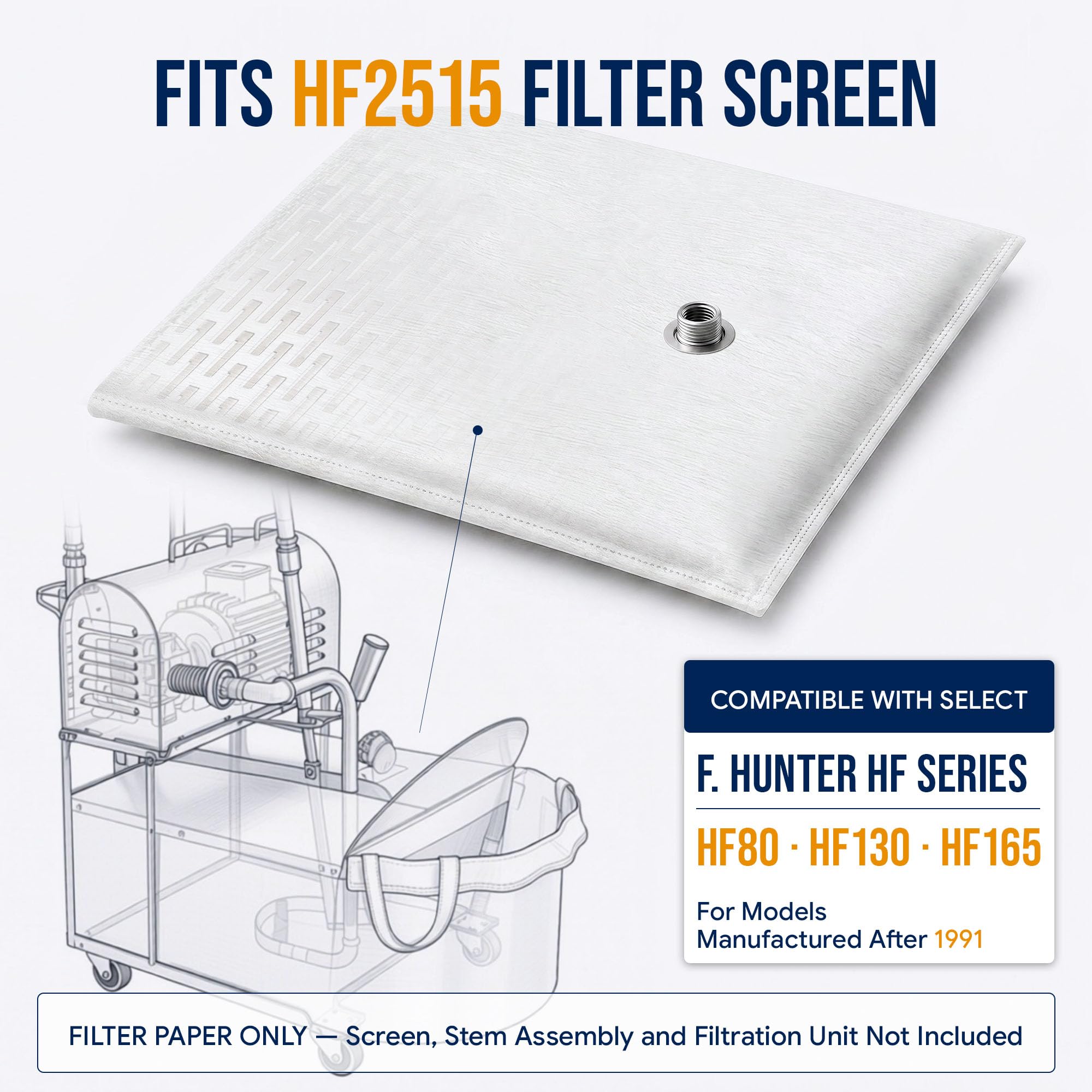FE09 - Papel de filtro de freidora comercial, hojas de filtro de aceite de 17.5 x 18.5 pulgadas, compatible con sistemas de filtro de freidora RF Hunter HF Series y HF Style 80/130/165, 100 hojas