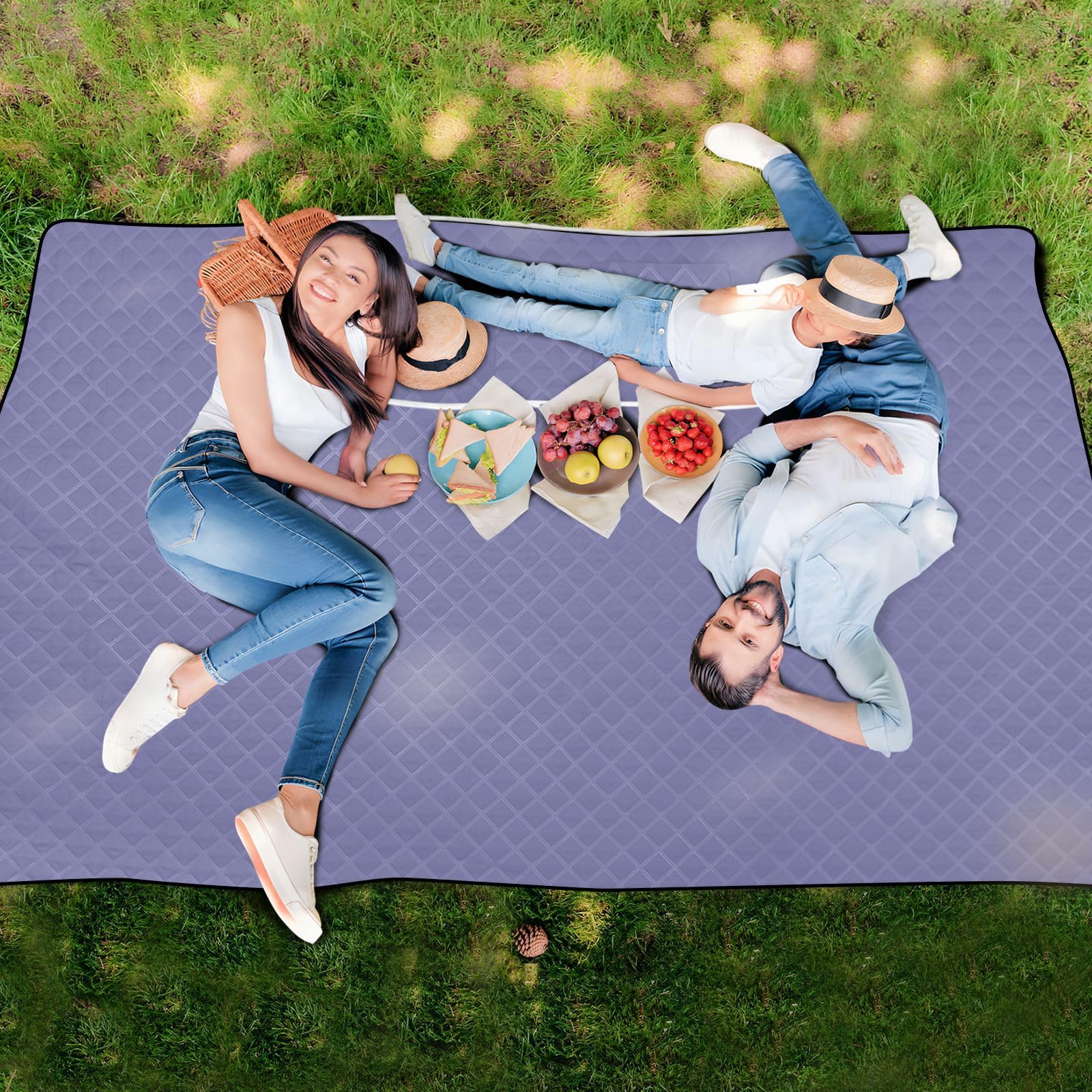 Manta de playa impermeable de gran tamaño de 60 x 80 pulgadas, alfombra de viaje compacta para camping, senderismo y actividades al aire libre, ideal para parques, picnics y diversión familiar