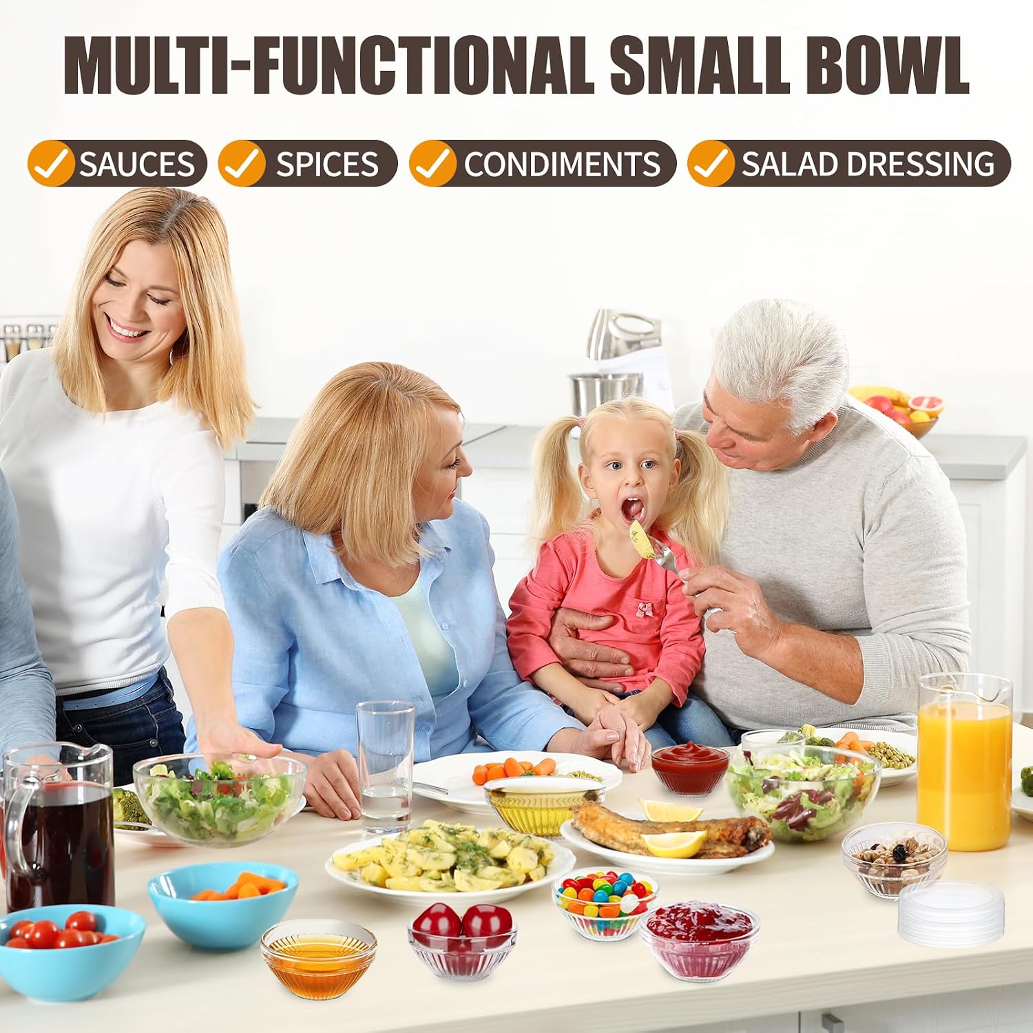 6 Pack Mini 3 Inch Small Glass Bowls with 6 Pack Lids, 2.5 oz Clear Glass Pinch Bowls, Condiment Containers, for Dips, Nuts, Candy, Snacks, Meal Prep Bowls image 5