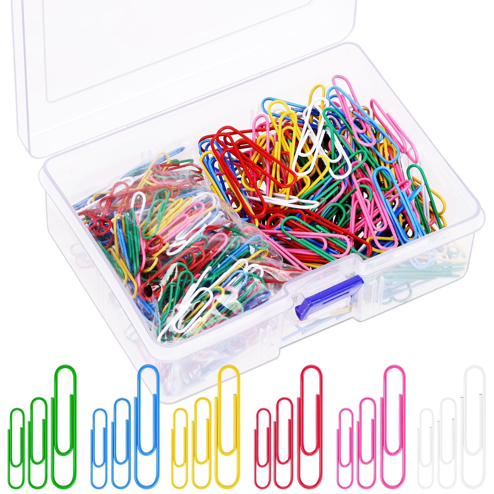 Glarks 750Pcs Color Paper Clips Set, 1.1In 1.3In 2In Mixed Colors Coated Paper Clips - Image 3
