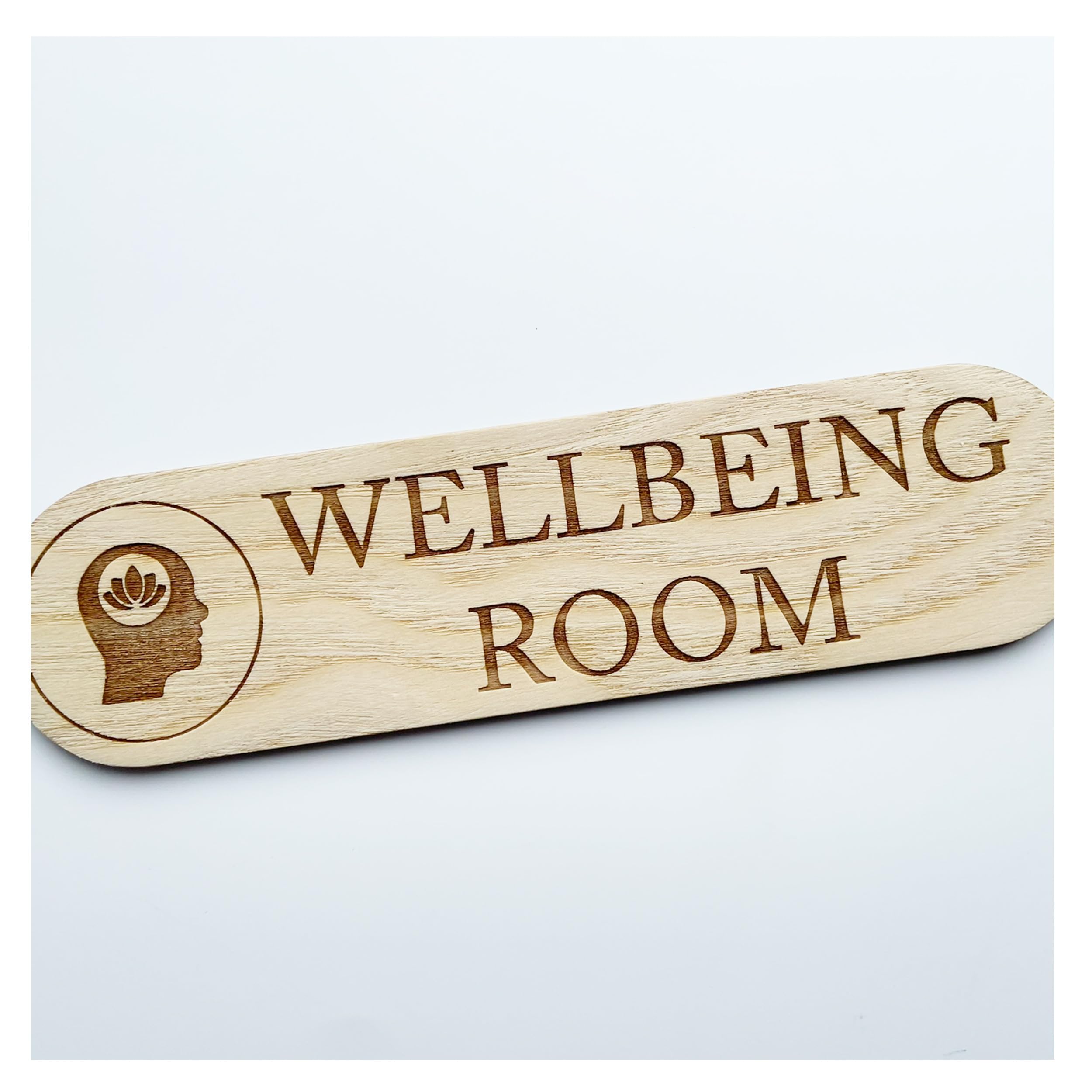 Office Business Home - Stick On - Self Adhesive - Wooden Door Signs (Wellbeing Room)