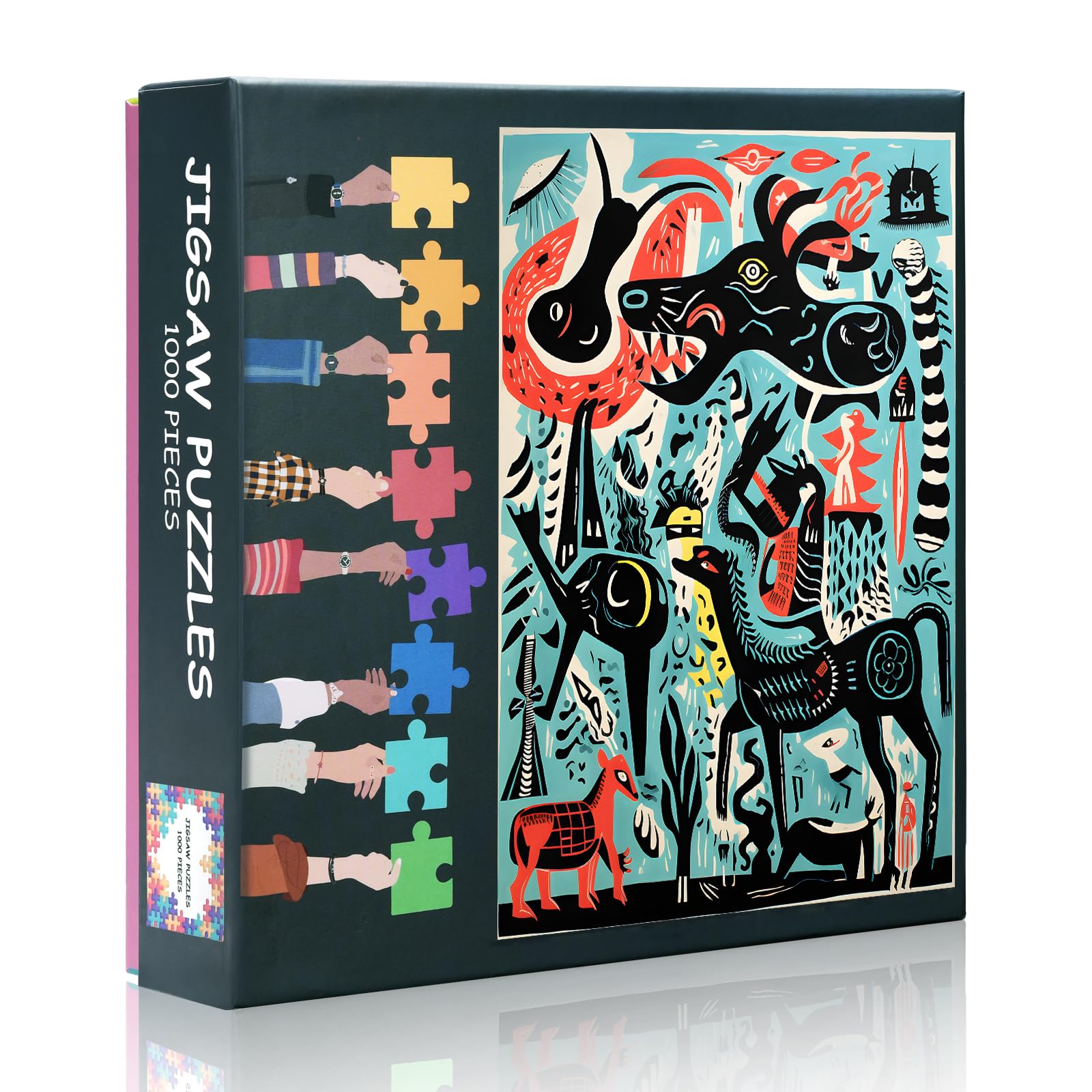 Abstraction 1000 Piece Puzzles for Adults, Doodle Style African Animals and Plants Puzzles, Impossible Challenging Puzzle, 19.5 x 27.5 Inch