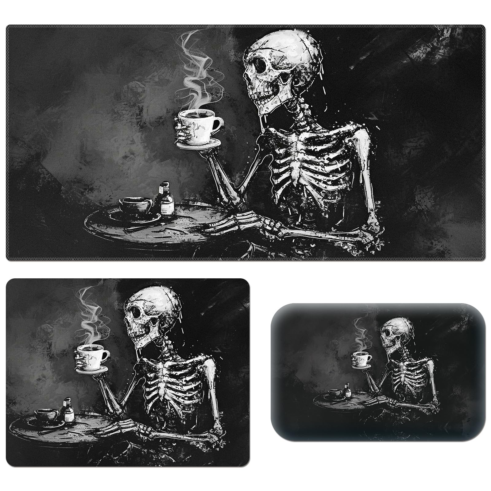 Desk Pad, Large Game Mouse Pad + Small Mouse Pad + Wrist Rest,Ergonomic Mouse Pad,Table Mat with Stitched Edge,Anti-Slip,Memory Foam Desk Mat for Home