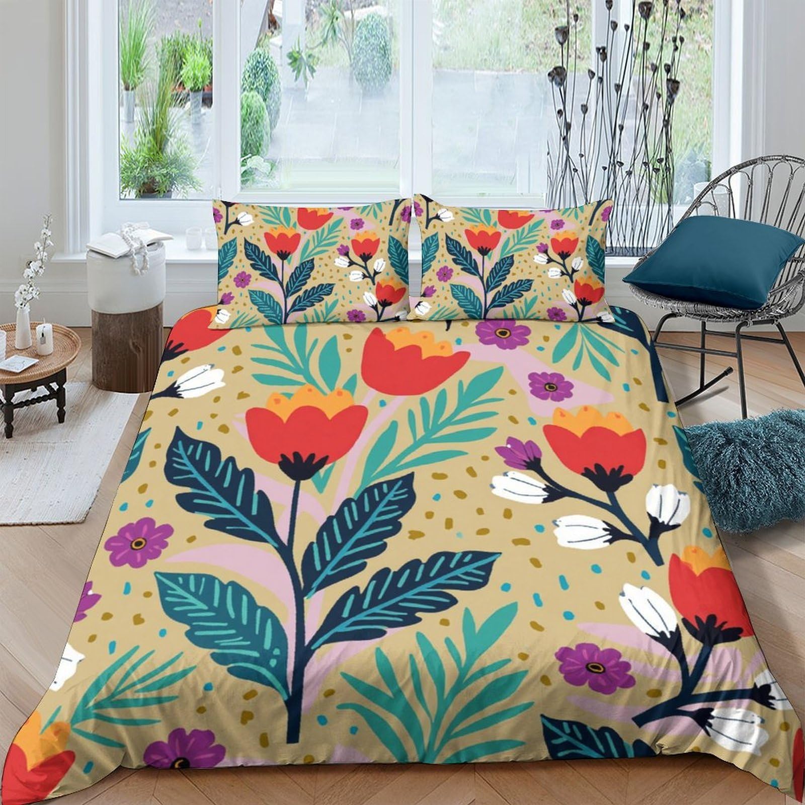 Ctjqhvkz Style-10 3D Printed Floral Botanical Fitted Sheet Microfiber Soft Breathable Abstract Flower Mattress Cover For Bedroom Dorm Decor Single（135X200cm）