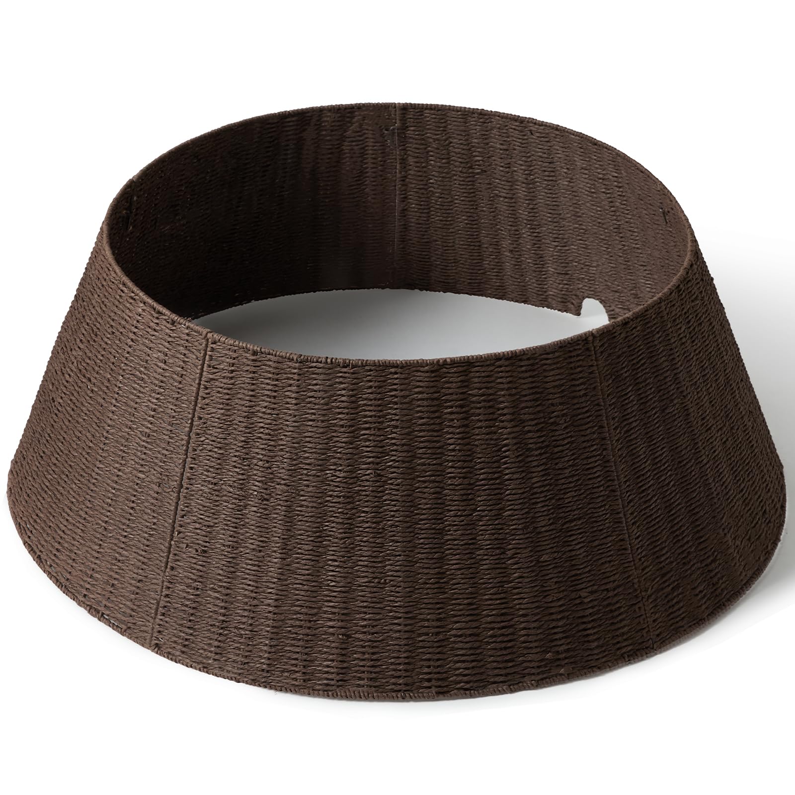 36in Large Christmas Tree Collar - Wicker Woven Tree Collars for Artificial Trees - Handmade Rattan Rustic Farmhouse Basket for Tree Base Cover with Cord Cut-Out for 7.5ft 8ft 9ft 10ft Trees (Brown)