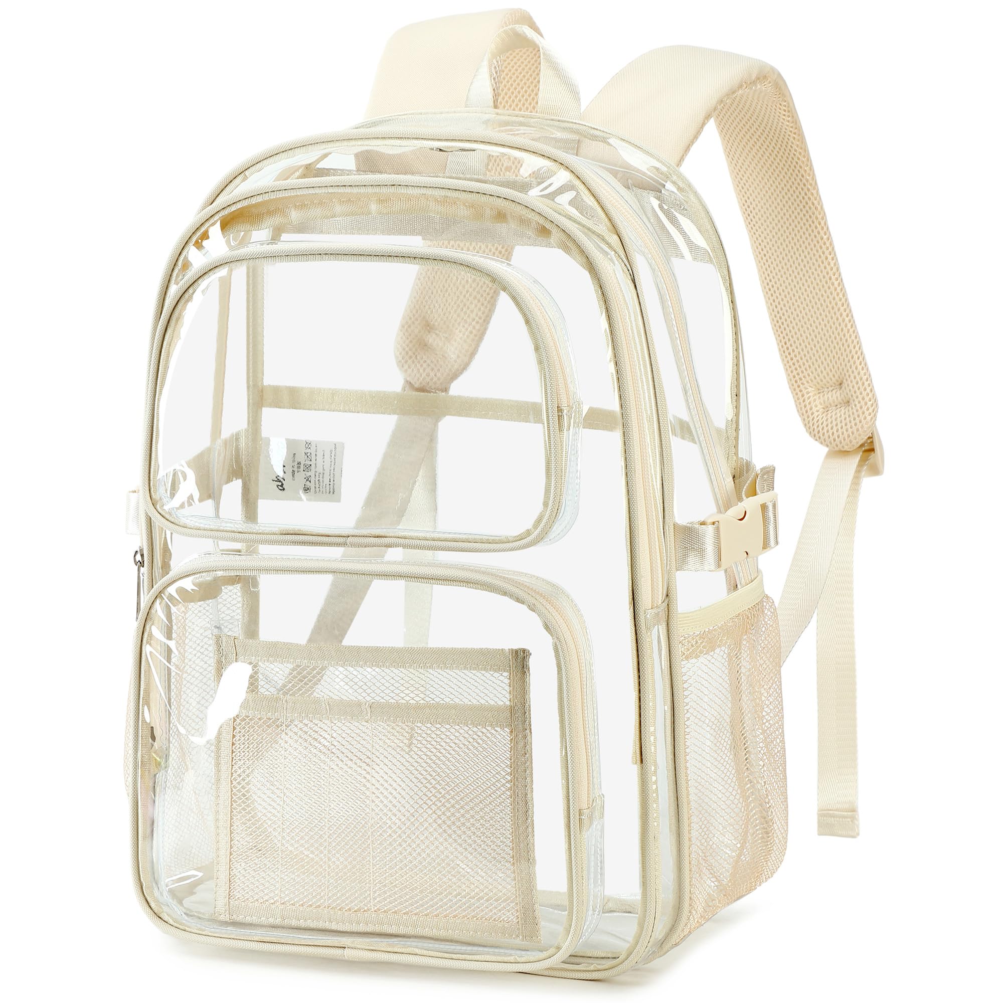 abshoo Large Heavy Duty Clear Backpack For School Bookbag Transparent Multi Pocket Backpacks-picture-49