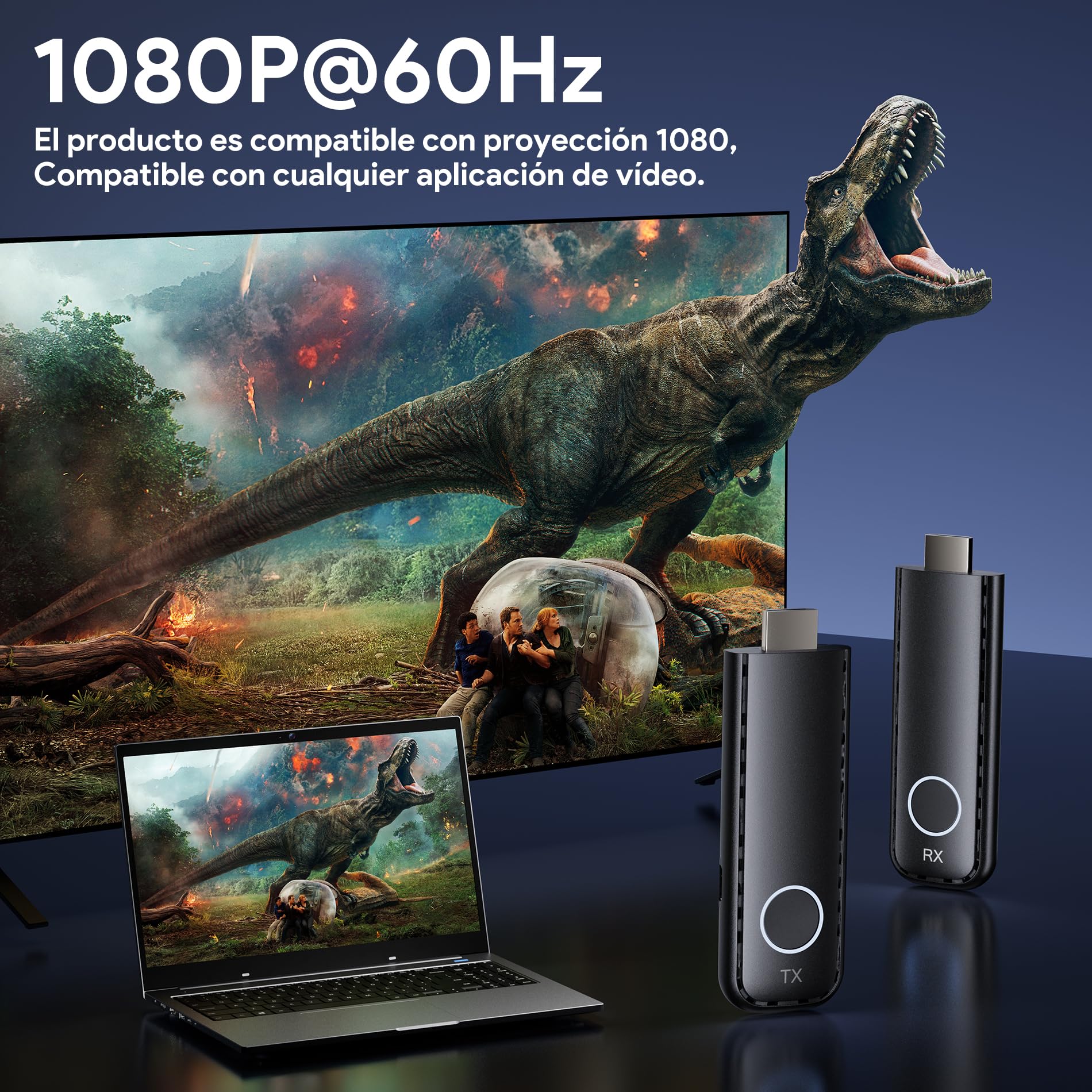 Aceele Transmisor y Receptor HDMI Inalámbrico, Decodificación 4K Salida 1080P, 2.4G/5.8G Extensor HDMI con 165FT de Alcance de Transmisión para PC/DV/HDTV/Proyector/TV Box, No Necesita App/Bluetooth