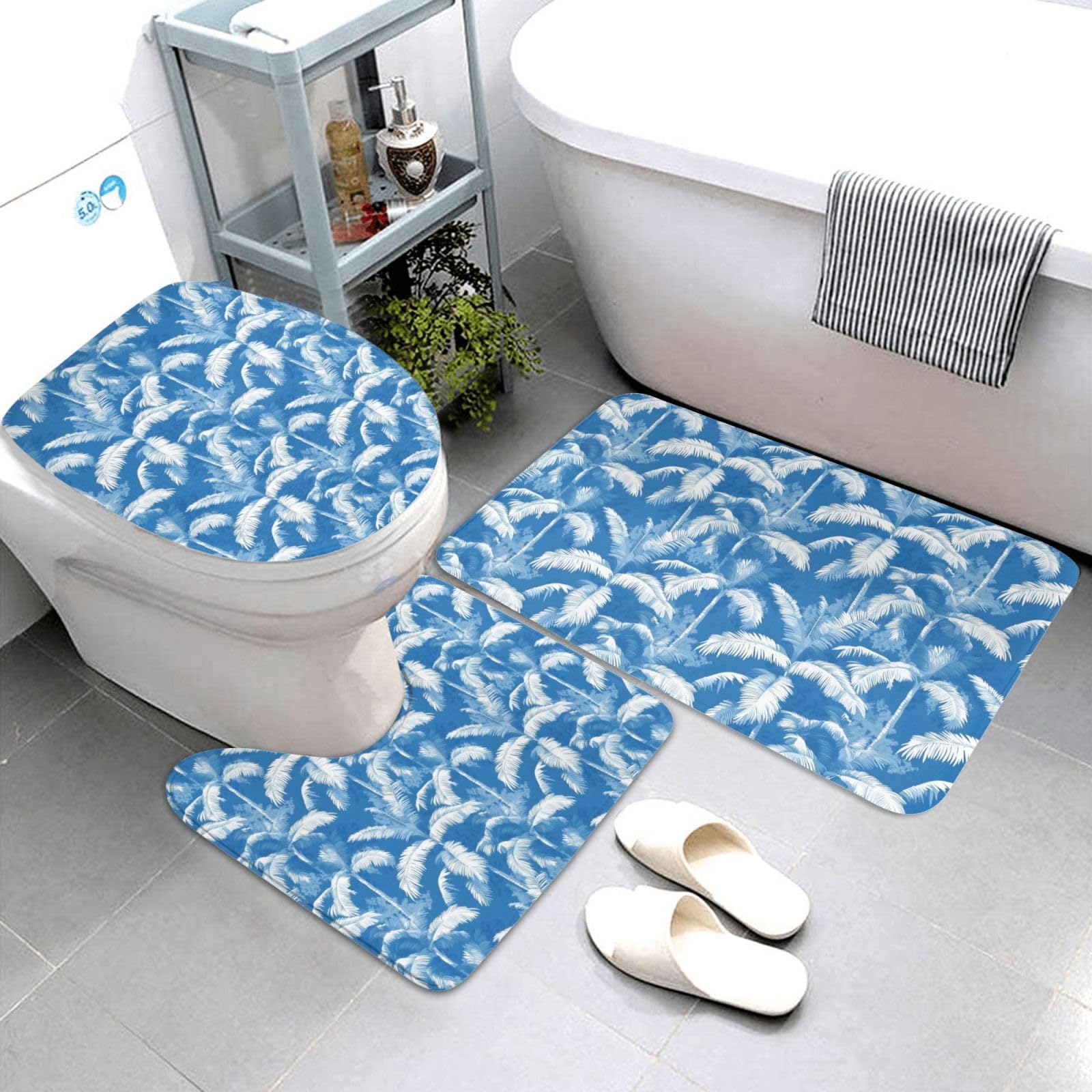 Tapis de salle de bain antidérapant pour éviter les glissades avec lot de 3 tapis en U