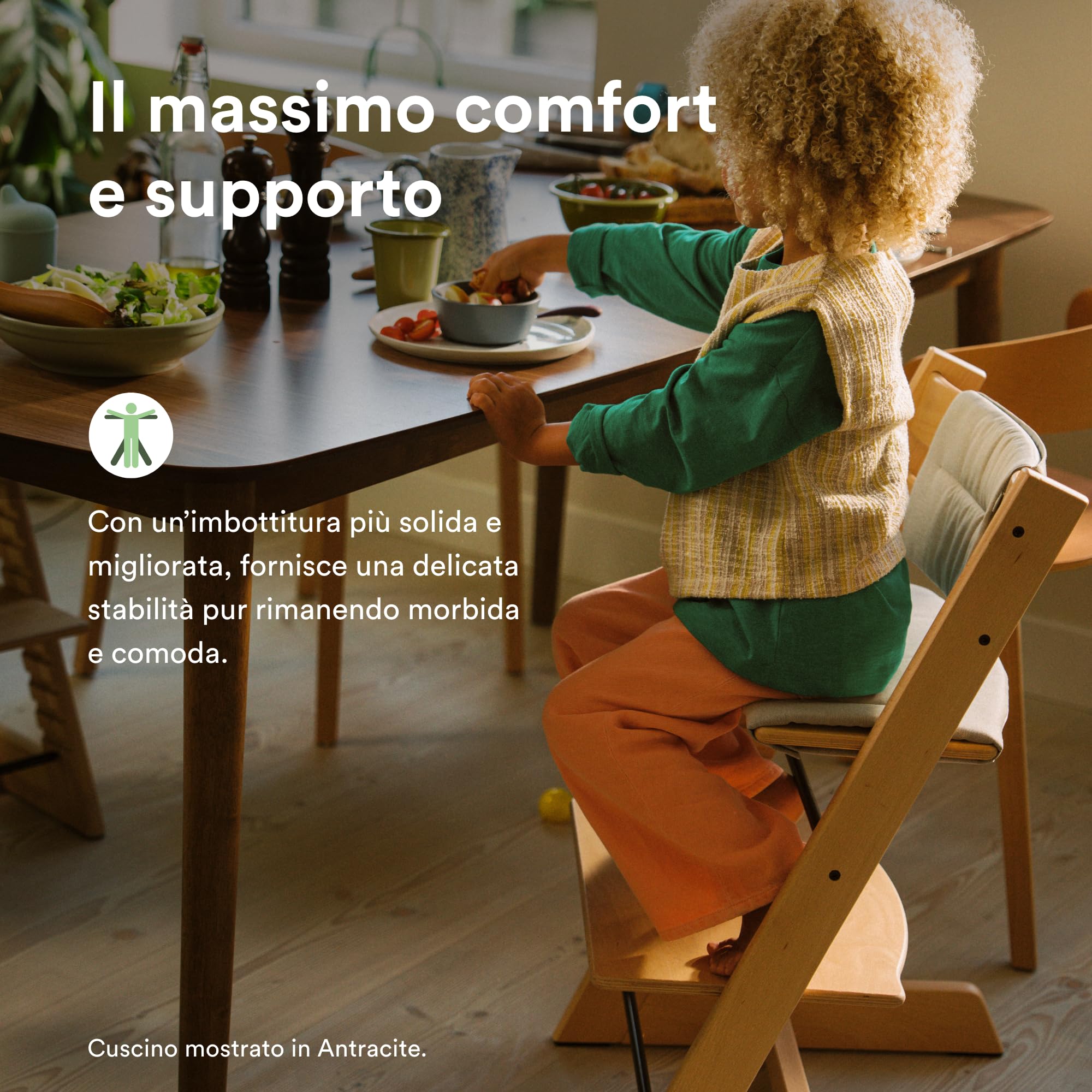 Cuscino Stokke Tripp Trapp, Glacier Green - compatibile con tutte le sedie e i baby set Tripp Trapp - resistente a liquidi, macchie e sporco