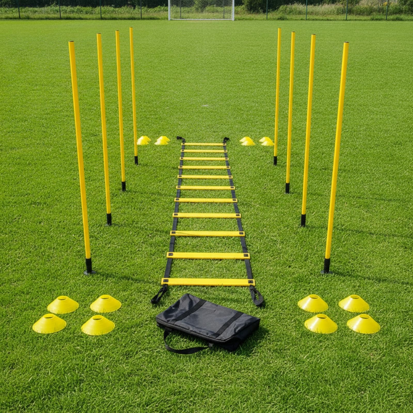 predolo Scaletta Agilità con Coni Outdoor Scaletta Coordinazione con Picchetti Compatto Set di Allenamento Picchetti per Atleti, Giardino