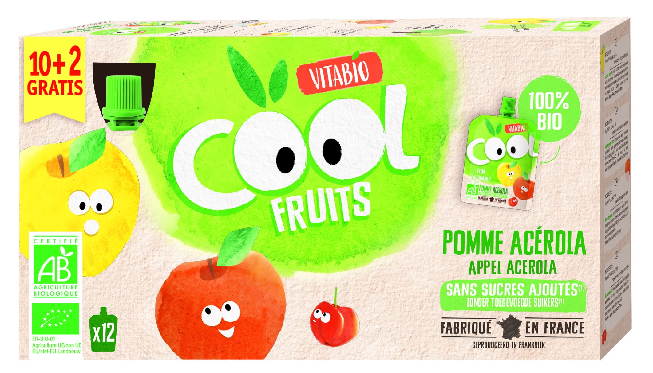Vitabio Bolsita De Fruta Bio Cool Fruit Manzana 90G Pack Familiar 10+2