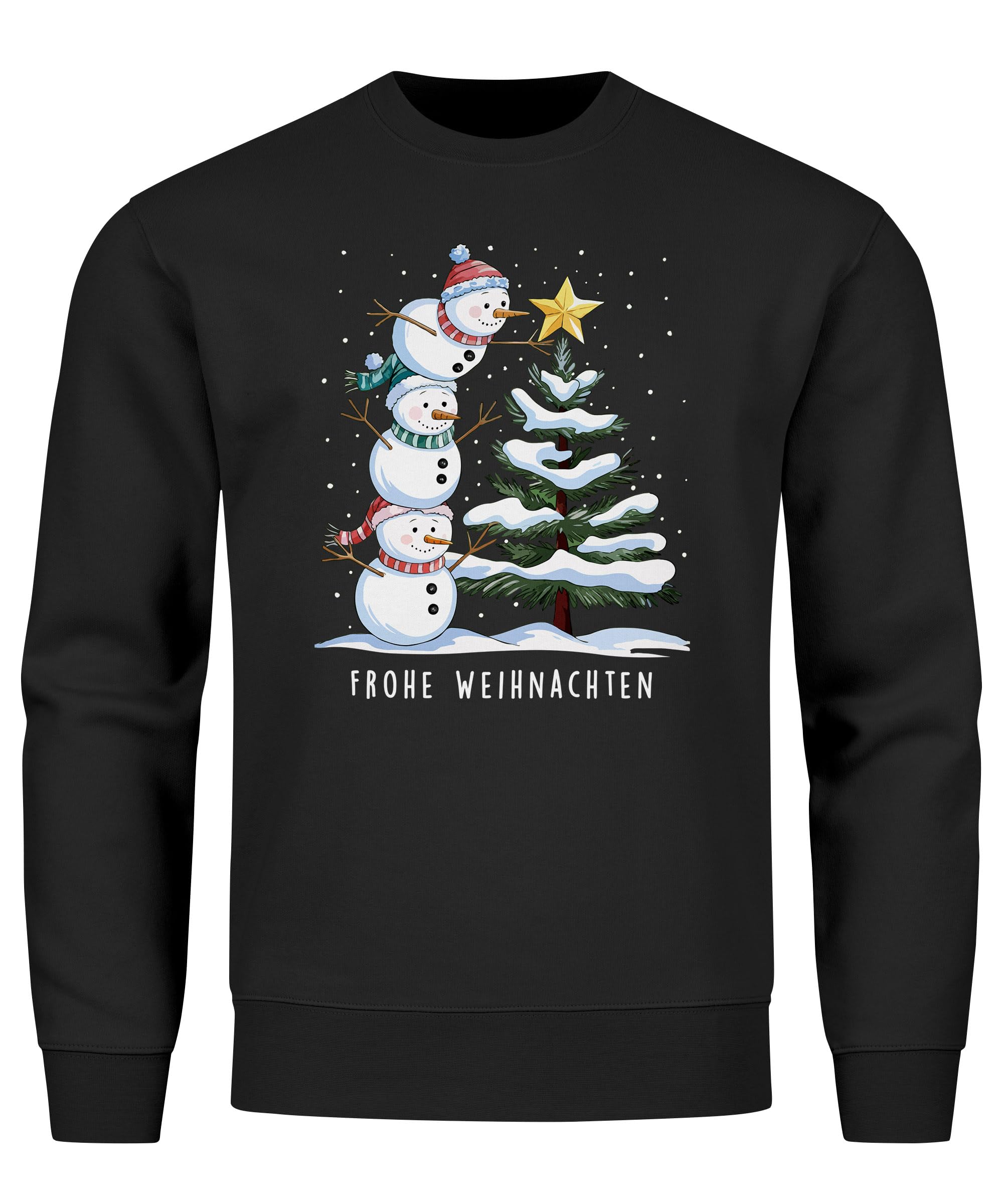 MoonWorks Sweat-shirt à col rond pour homme avec inscription « Joyeux Noël bonhomme de neige »