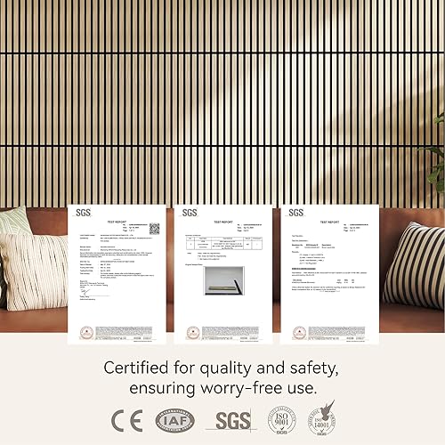 Miniatura 8 de Upick Paneles de pared acústicos plegables, paquete de 4 paneles de madera MDF de 48 x 12.6 pulgadas para pared, paneles de pared absorbentes de