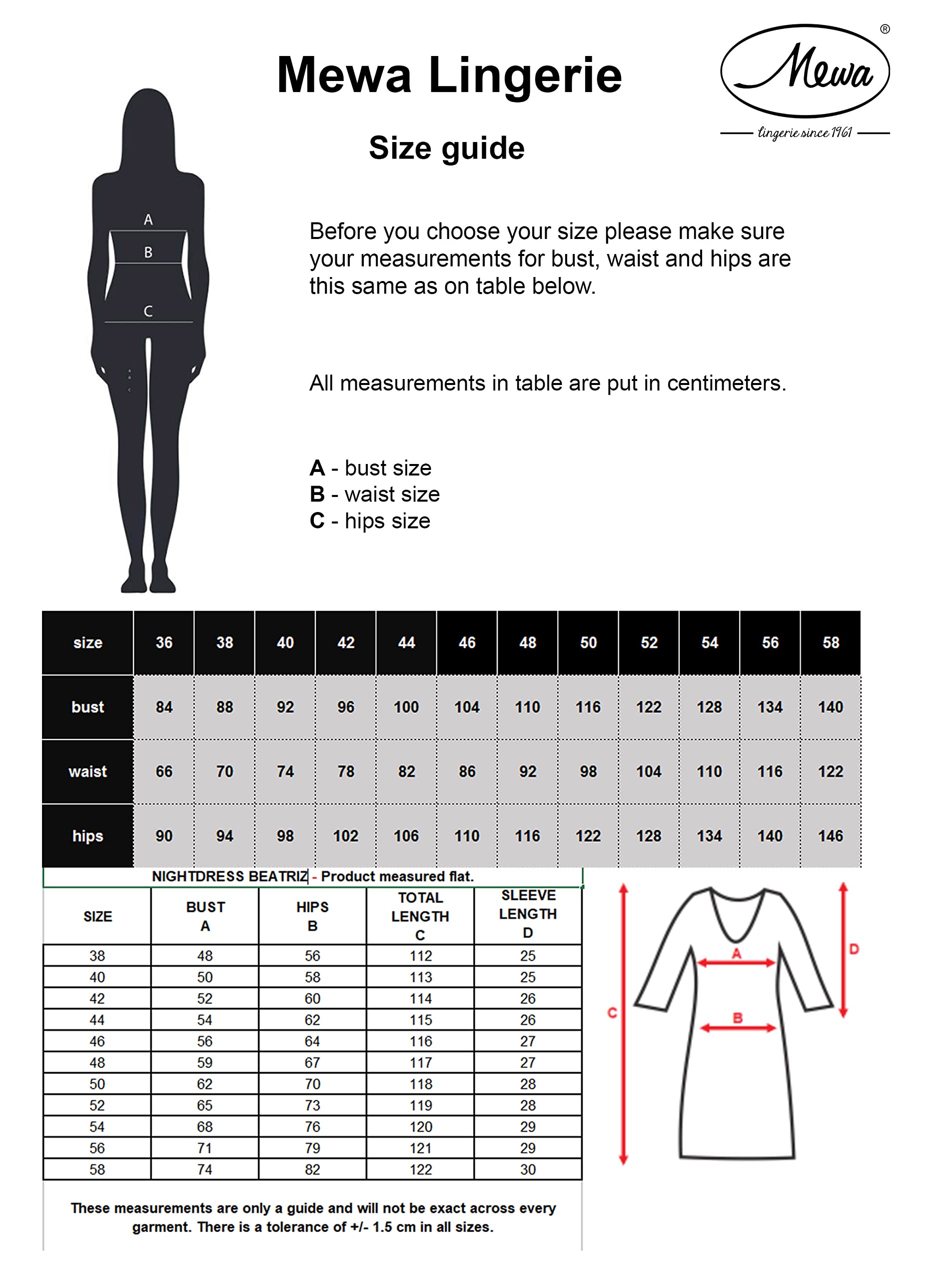 Mewa Camisón de Mujer Beatriz, de Manga Corta, térmico, con Escote Decorativo, Largo hasta la Rodilla