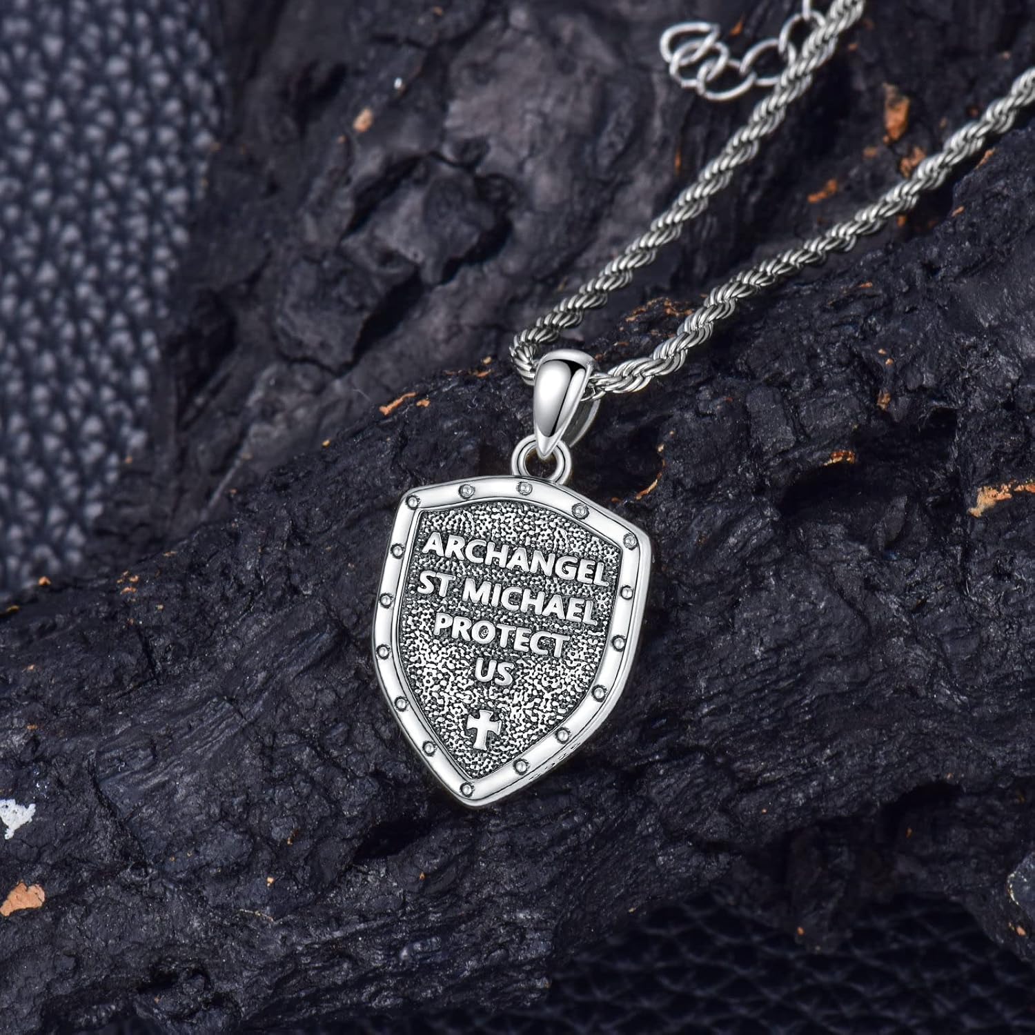 LONAGO Saint Michael Shield Necklace Archangel St Michael Pendant Necklace Gift for Men Father Friend Brother - Image 3