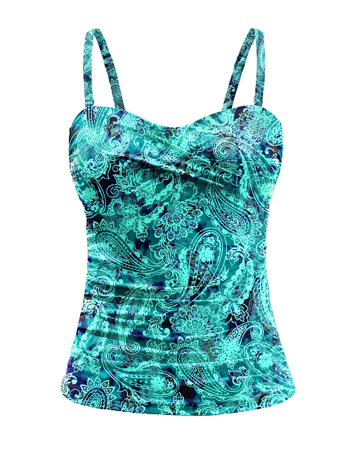 Tankini Top for Women Tummy Control Bathing Suit Bandeau Swim Tops Only
