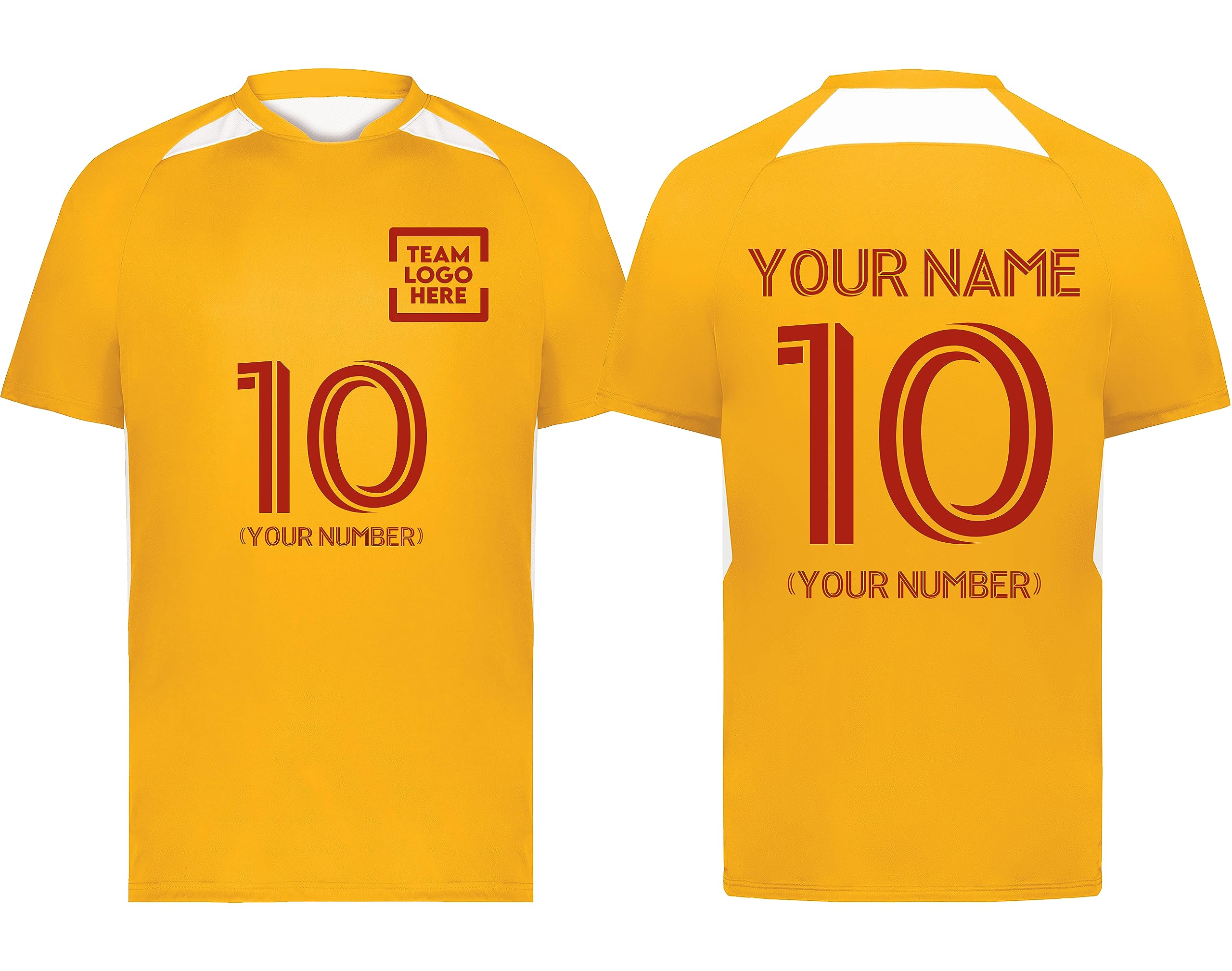 Custom Soccer Jersey with Name Number Team Logo Personalized Soccer Shirt for Youth Gold Medium