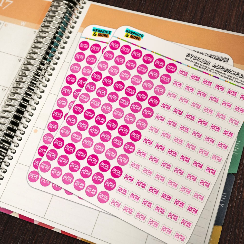 Doctor Dots Planner Calendar Scrapbooking Crafting Stickers - Pink - Opaque
