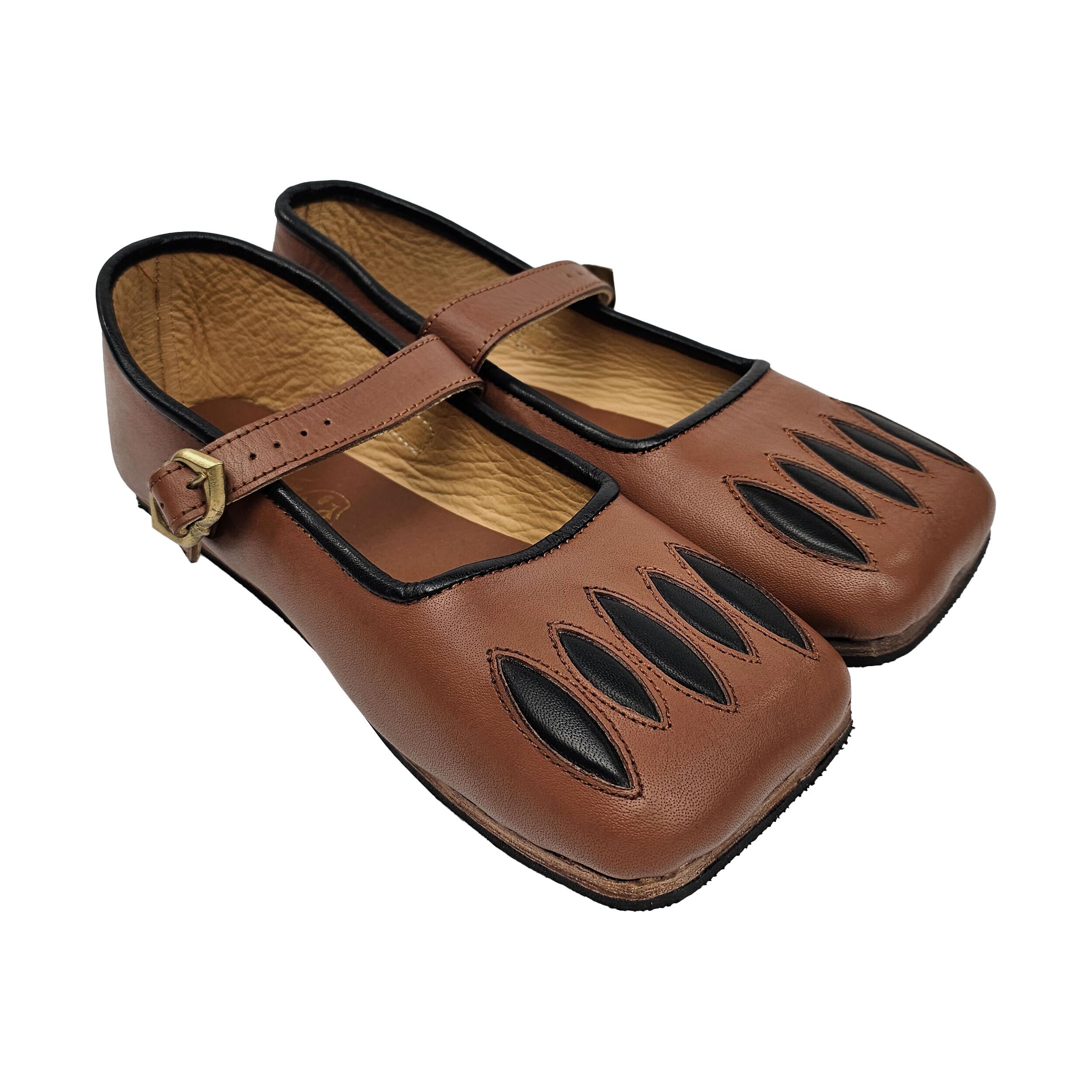 Kuhmaulschuhe/Renaissance Schuhe Caspar- Leder- braun/schwarz oder schwarz/rot- LARP, Reenactment,Mittelalter