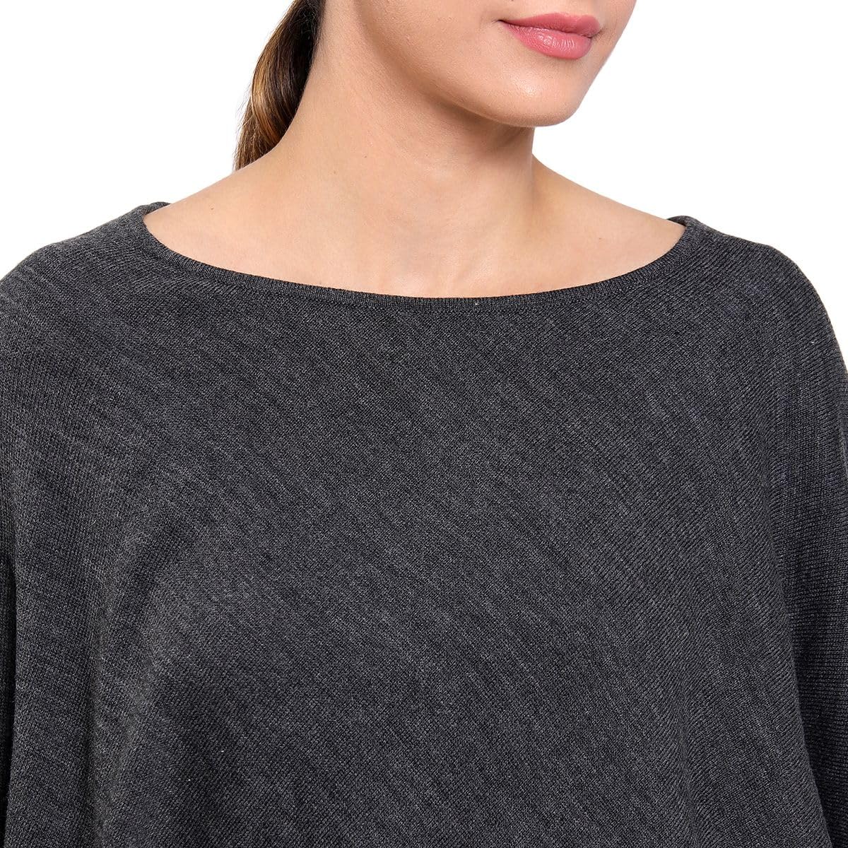 miniklub Women Round Neck Charcoal Color Knit Nursing Cape (One Size) 4