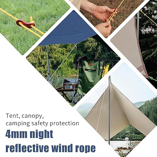Miniatura 9 de Paquete de 6 cables ultraligeros de 0.197 in con tensor de ajuste de aluminio, cuerdas para acampar al aire libre, lona de tienda, refugio de toldo,