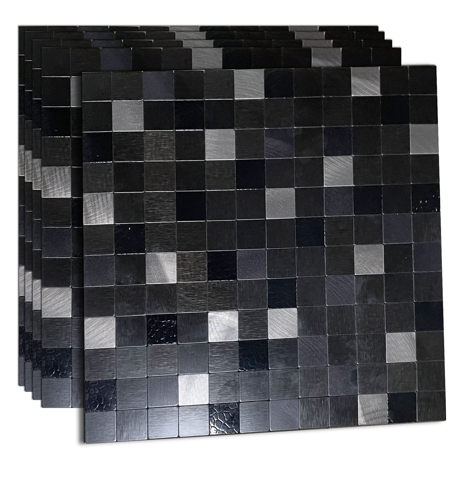 Photo 1 of WEIMEISC 5 Sheets Peel and Stick Backsplash Tile for Kitchen, Self-Adhesive Mosaic Tile, Stick on Bathroom Vanities?Fireplace Décor, Laundry Table(11.73" X 11.73") (Black)