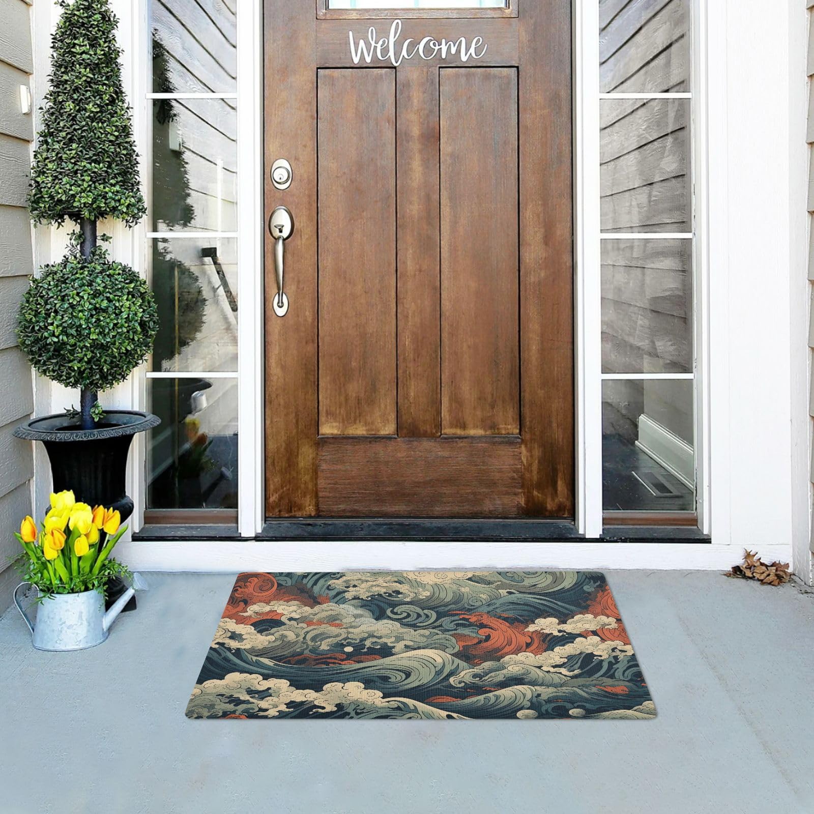 Amazon.com: WOIWB Doormat Japanese Sea Wave, Welcome Mat 20x32