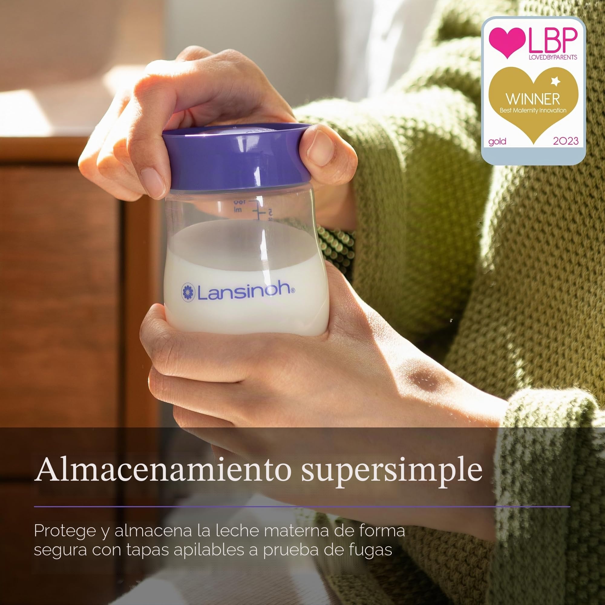 Lansinoh Botellas de almacenamiento de leche materna, 4 x 160 ml, apilables, sin BPA, a prueba de fugas, para recién nacidos, artículos esenciales para refrigerador, congelador, recipientes