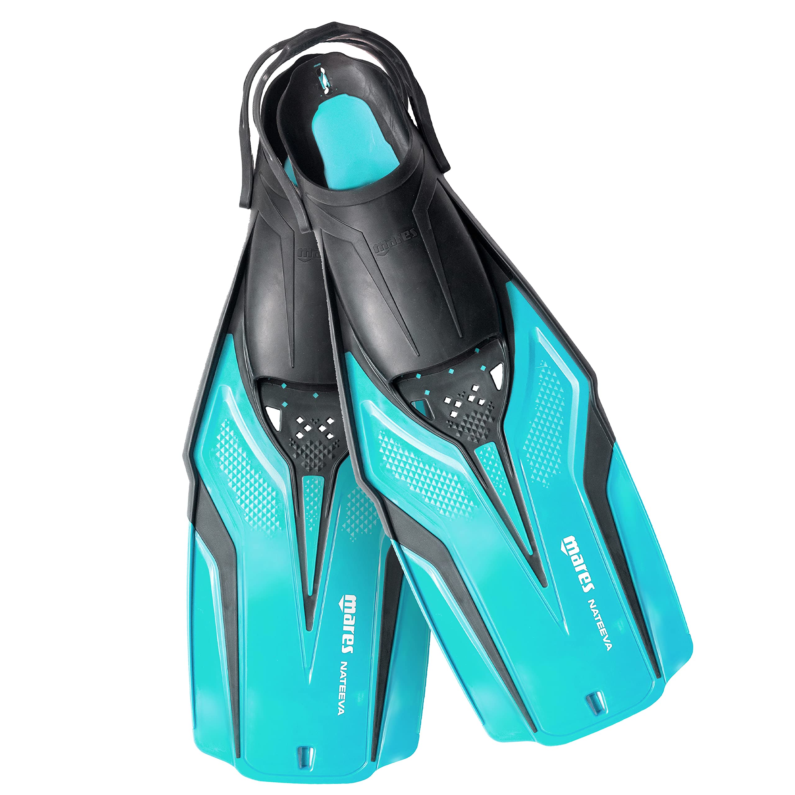 Mares Nateeva Junior – Palmes Snorkeling à Chausson Ouvert pour Enfants, Sangle réglable, Transport Facile, légères et Confortables