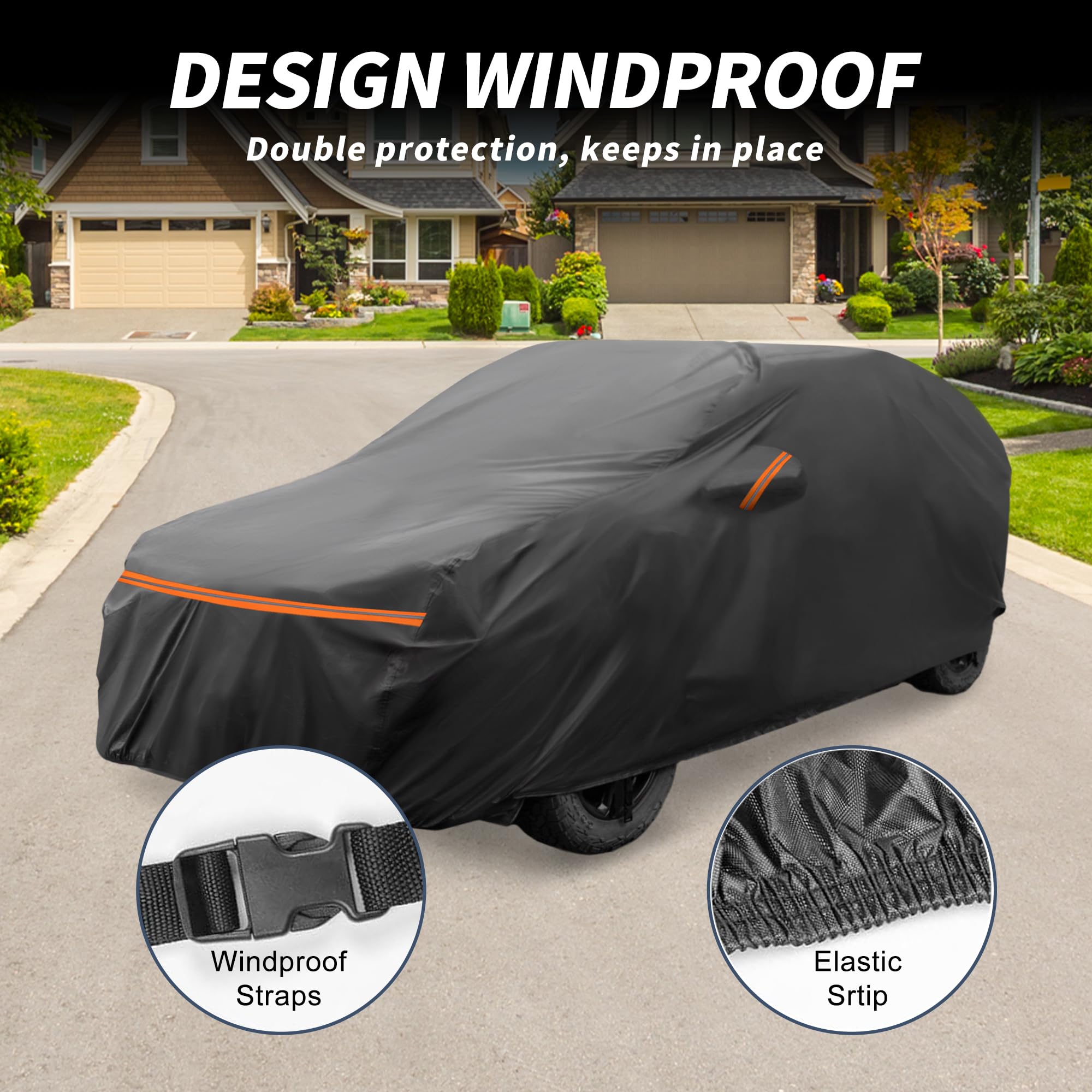 A ABSOPRO Housse De Voiture pour Audi Q2 09-24 1pc Étanche Coupe-Vent | Noir, PEVA, Coton Spunlace, Extérieur, Étanche, Coupe-Vent, Protection Solaire, Pluie, Neige