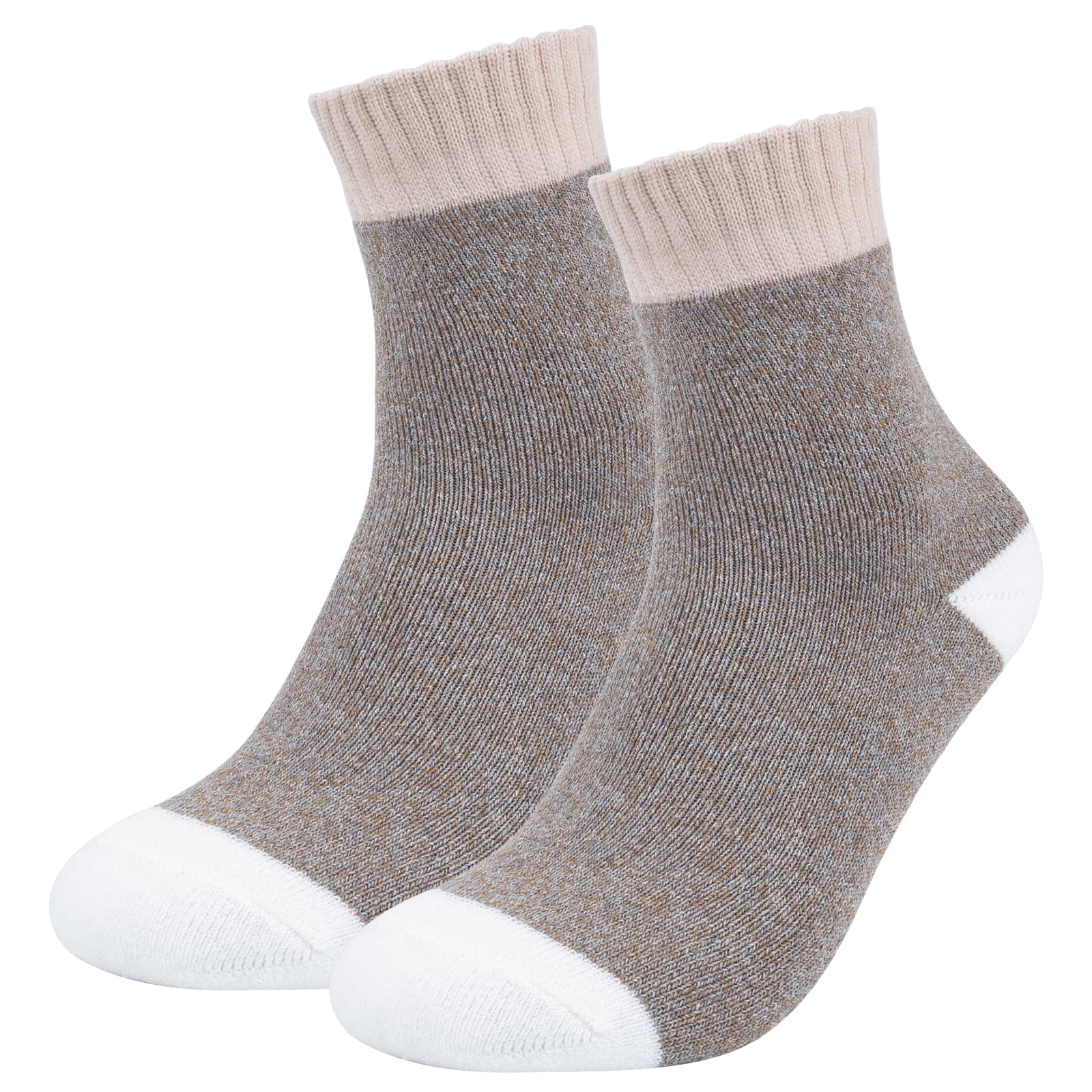 Fachoi Unisex Khaki Thermal Socks For Women Men, Winter Wool Socks Breathable Warm Thick Knitting Socks For Cold Weather Walking Hiking Work F4-Psymw(Khaki)