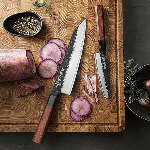 Miniatura 7 de HEZHEN Juego de cuchillos de cocina, 2 piezas, cuchillo de chef compuesto de 8.3 pulgadas, cuchillo de cocina de 6 pulgadas, cuchillo de acero