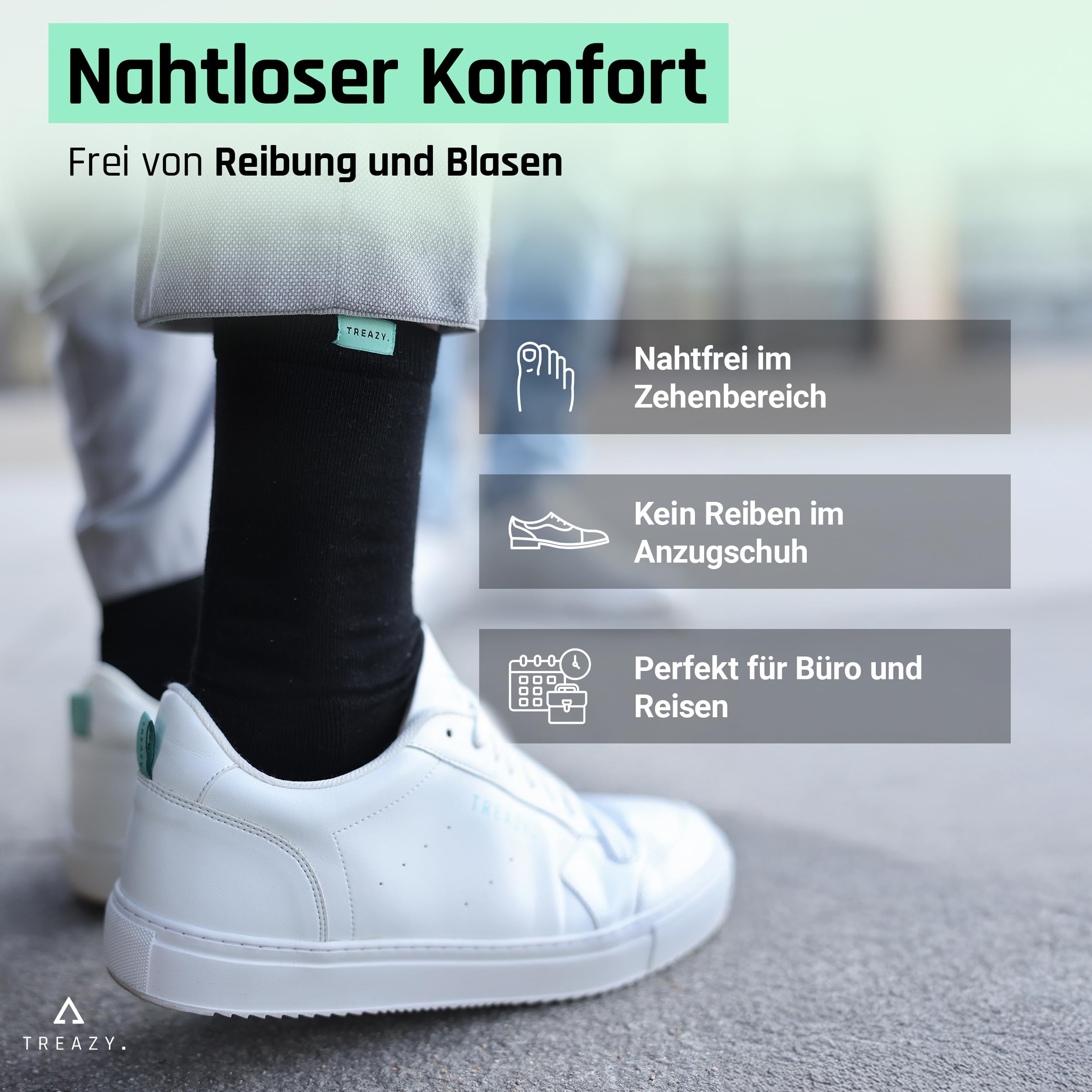 TREAZY Business Socken Anzugsocken aus hochwertiger Bio-Baumwolle – Schweiß und blasenfrei – angenehm und besonders langlebig für deinen Job und den Alltag
