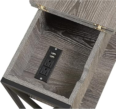 Maykoosh Electric Lift Top Table with Charging Station & Shelf - Modern End Table