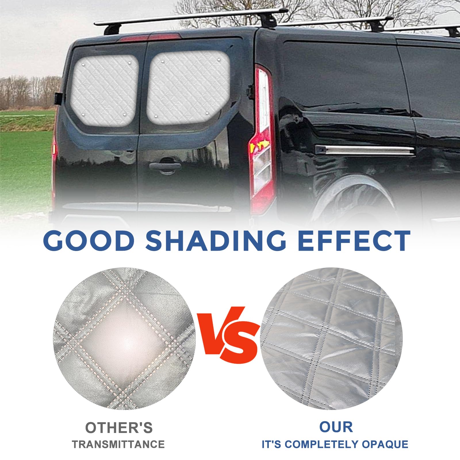 Pare-Soleil pour Pare-Brise Compatible avec Ford Transit Custom 2012-2025, Pare-Soleil de Lunette Arrière à Double Porte