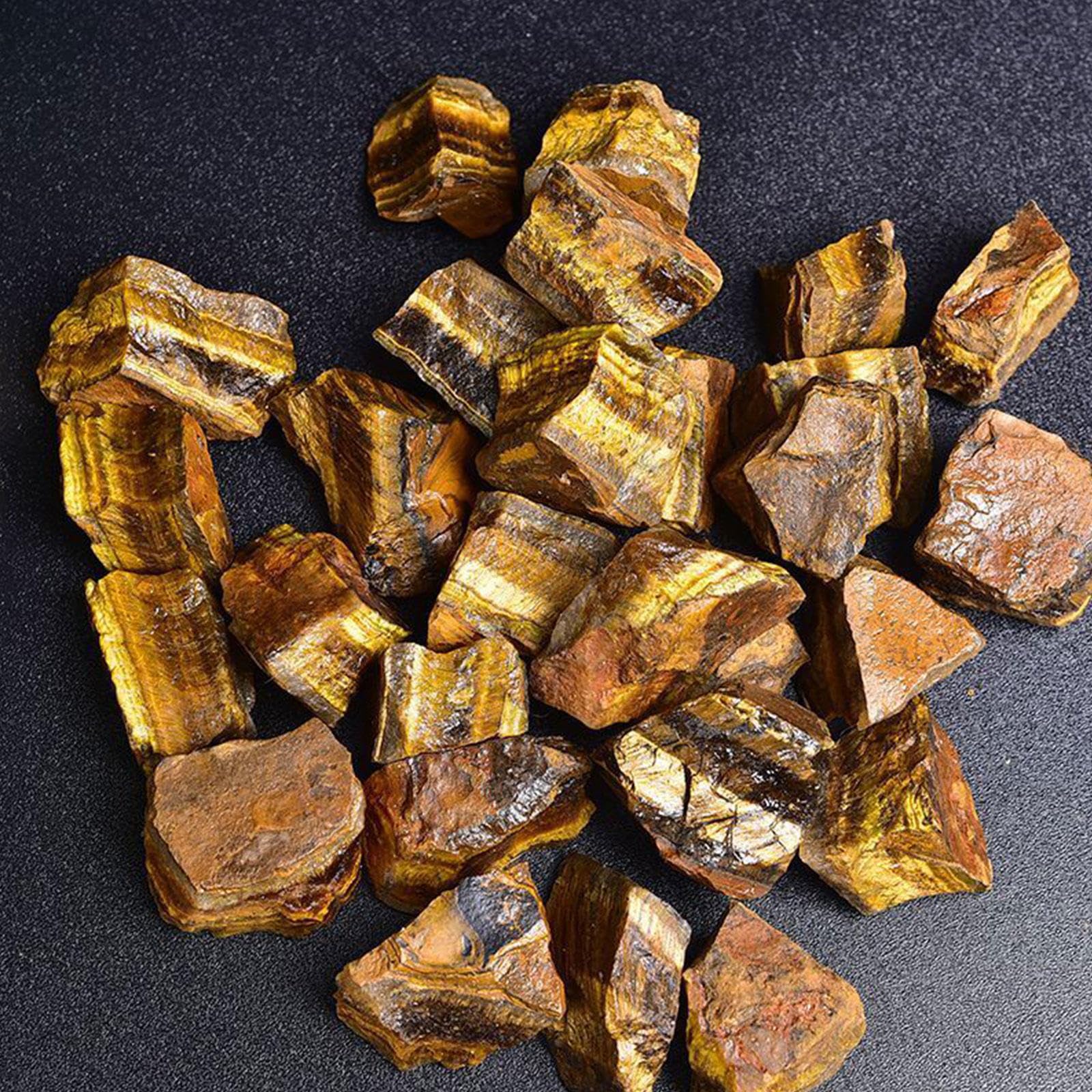 Piedra de Cristal de Ojos de Tigre Natural Sin Procesar de 2.2 Libras - Piedra Preciosa de Ojo de Tigre en Bruto - Rocas Irregulares Sin Pulir para Wicca y Energía Cristal Curativo,2-3cm